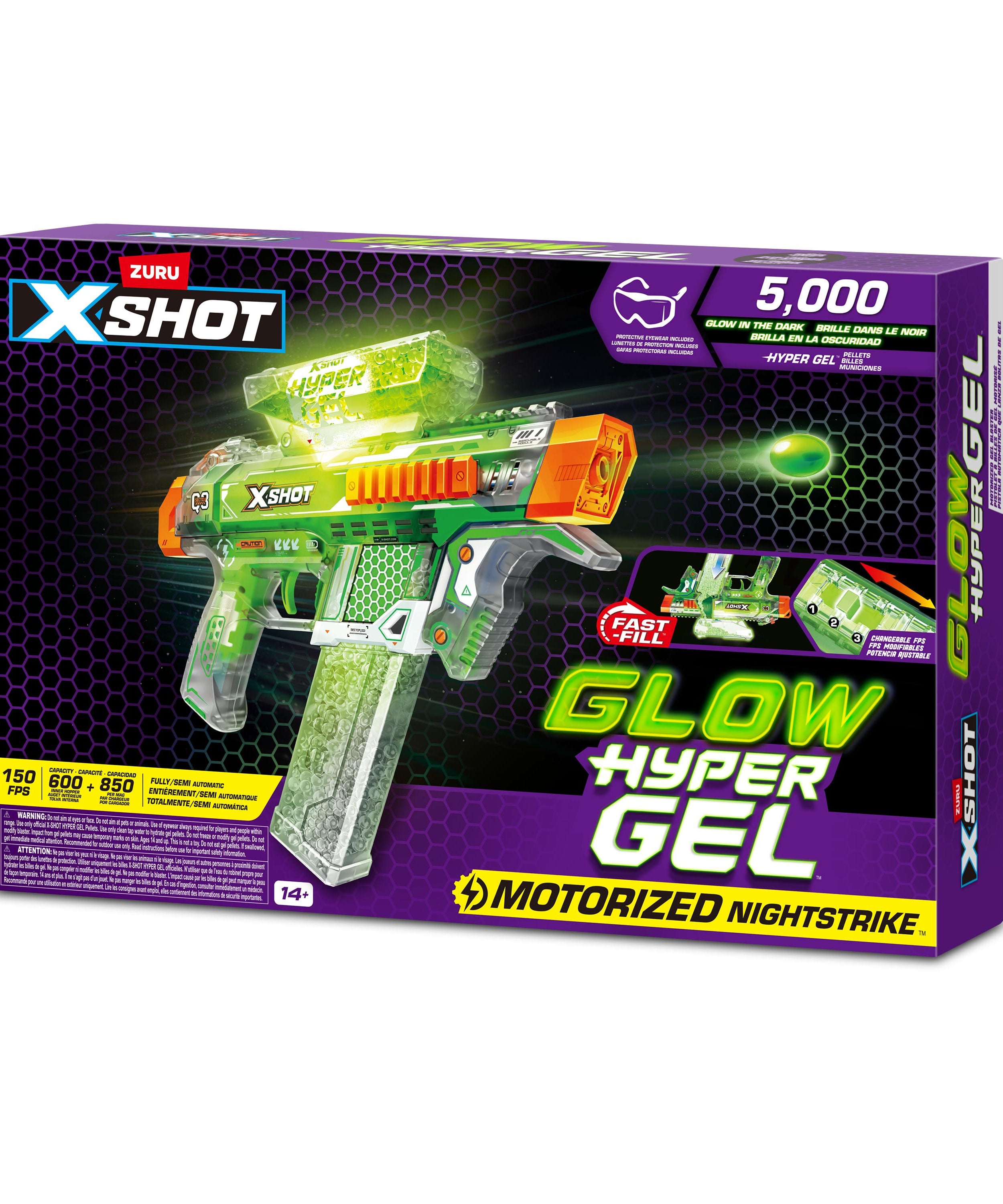 X Shot Hyper Gel Glow In The Dark Medium Blaster, Toy Gun for Boys, Age 14+