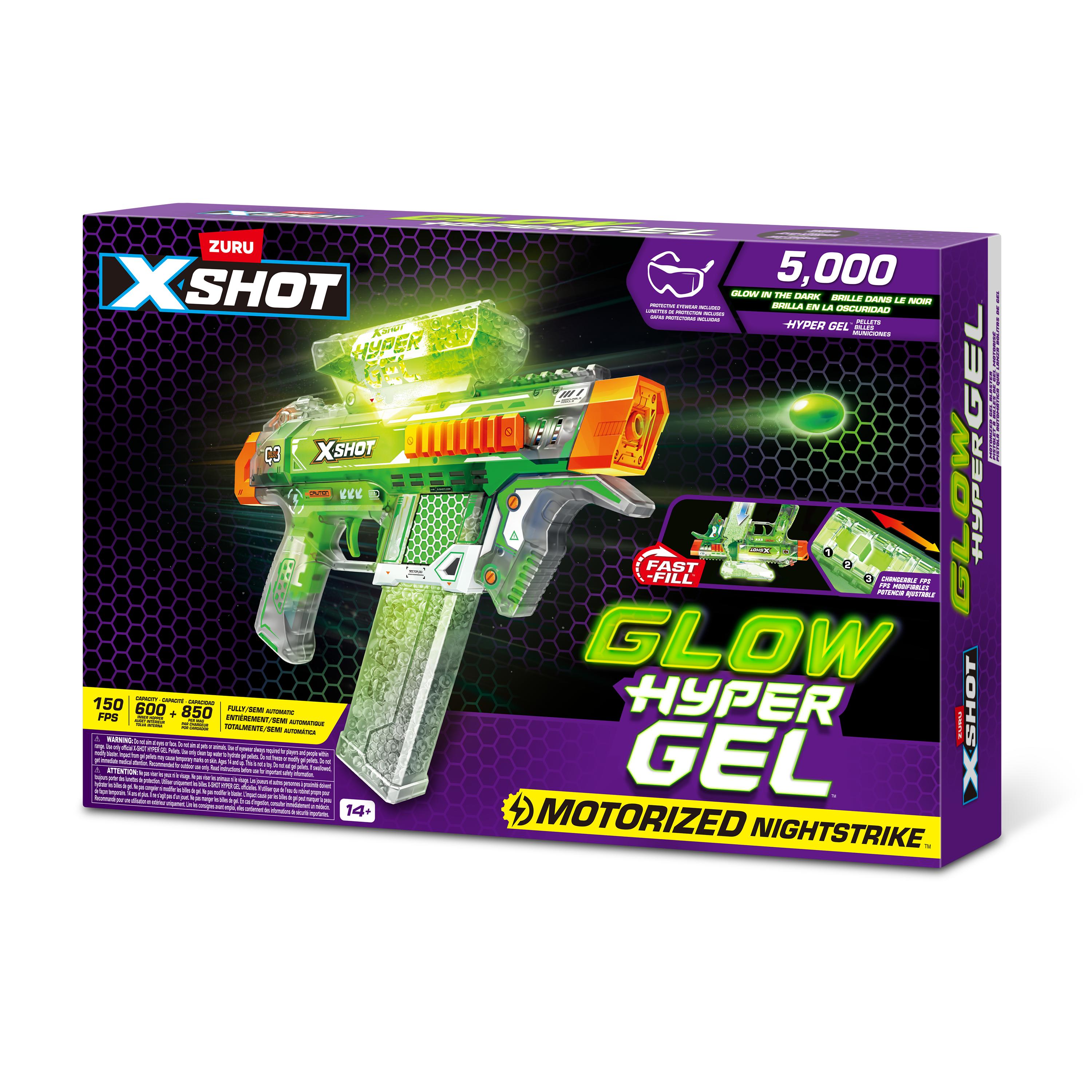 X Shot Hyper Gel Glow In The Dark Medium Blaster, Toy Gun for Boys, Age 14+