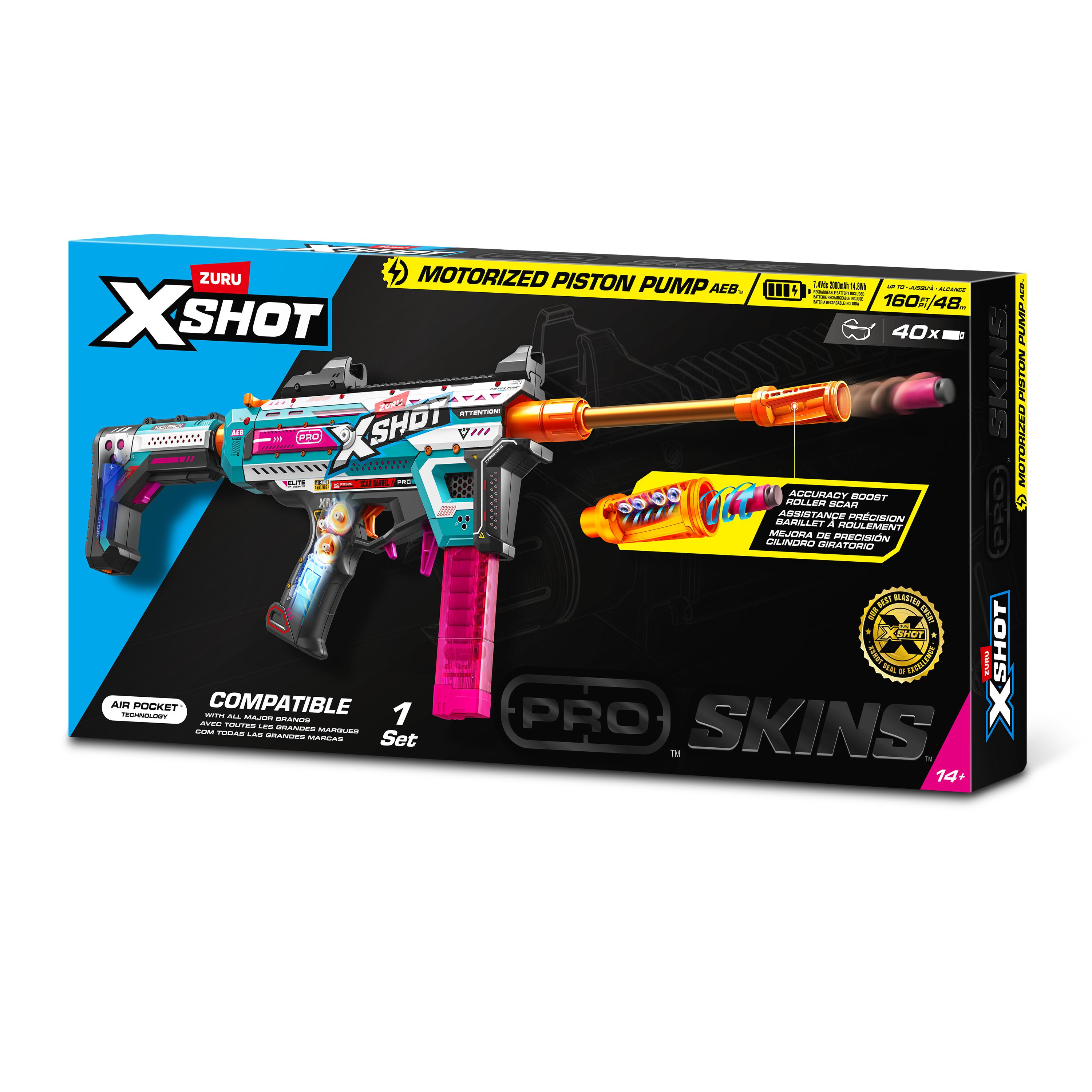 XSHOT Pro Motorized Blaster S1 AEB Automatic Electric Dart Gun with Adjustable Shoulder Rest, Accuracy Pro Roller Scar, Semi/Full Auto, Shoots 160FPS, Air Pocket Technology Darts, Age 14+