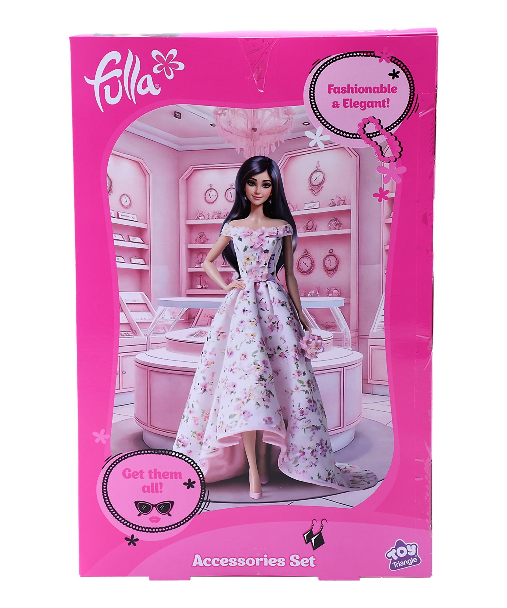 Fulla Fashion Doll with Dress-Up Accessories, Handbag, Shoes, Crown, Hair Tools & Necklace for Creative Styling Play, Ages 3+