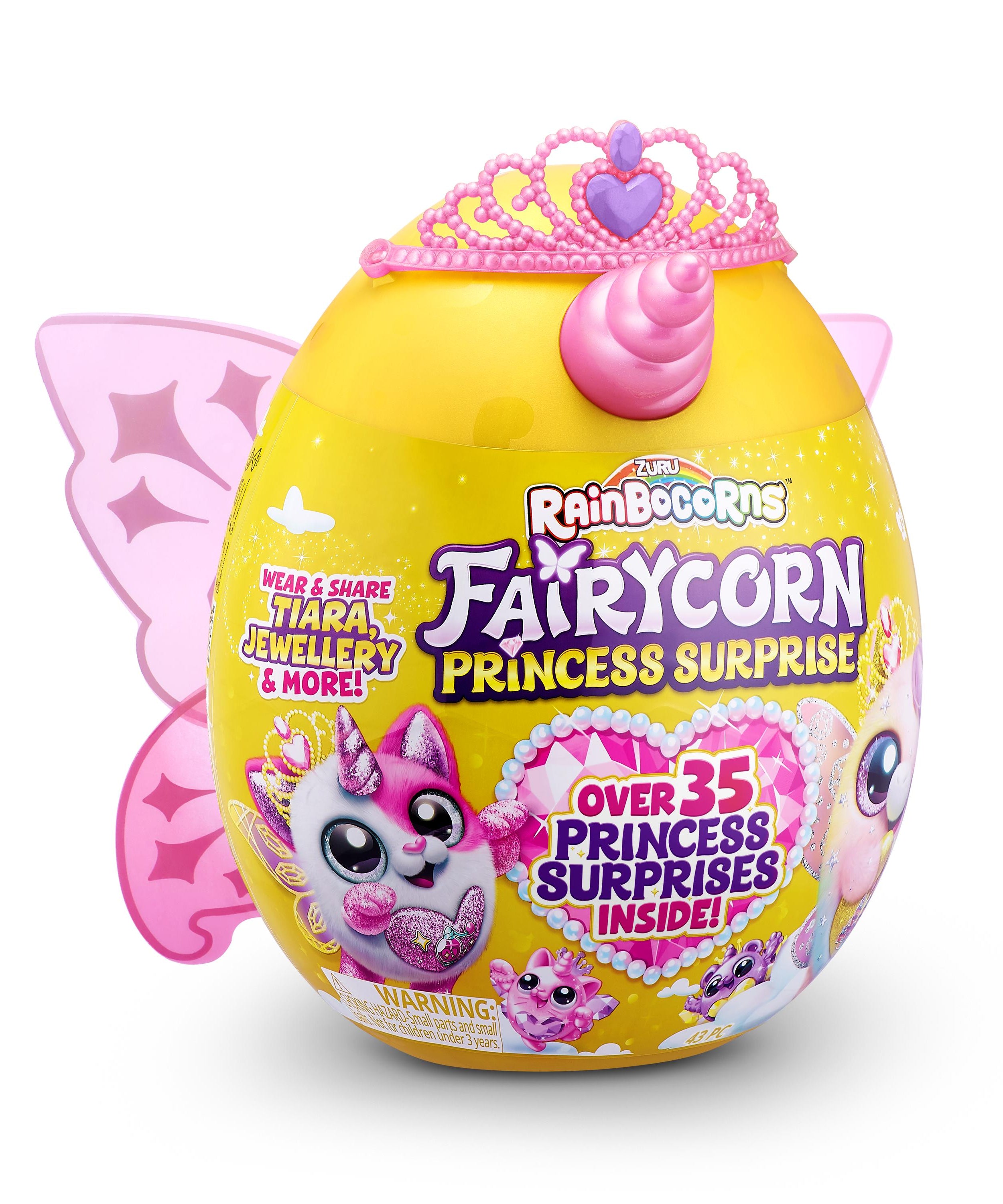 Rainbocorns Fairycorn Princess Surprise (Puppy) 11" Collectible Plush Toy with 35+ Surprises, Fairy Wings, Tiara, Wand, Boo-Boocorn, and Surprise Egg, Soft Toy for Girls Ages 3+