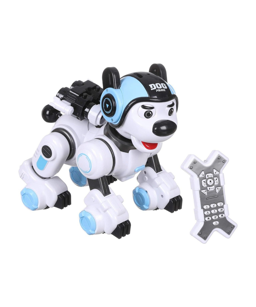 Crazon Blue Robotic Police Dog, IR Control Intelligent Robot Toy for Kids, Boys & Girls, Ages 3+