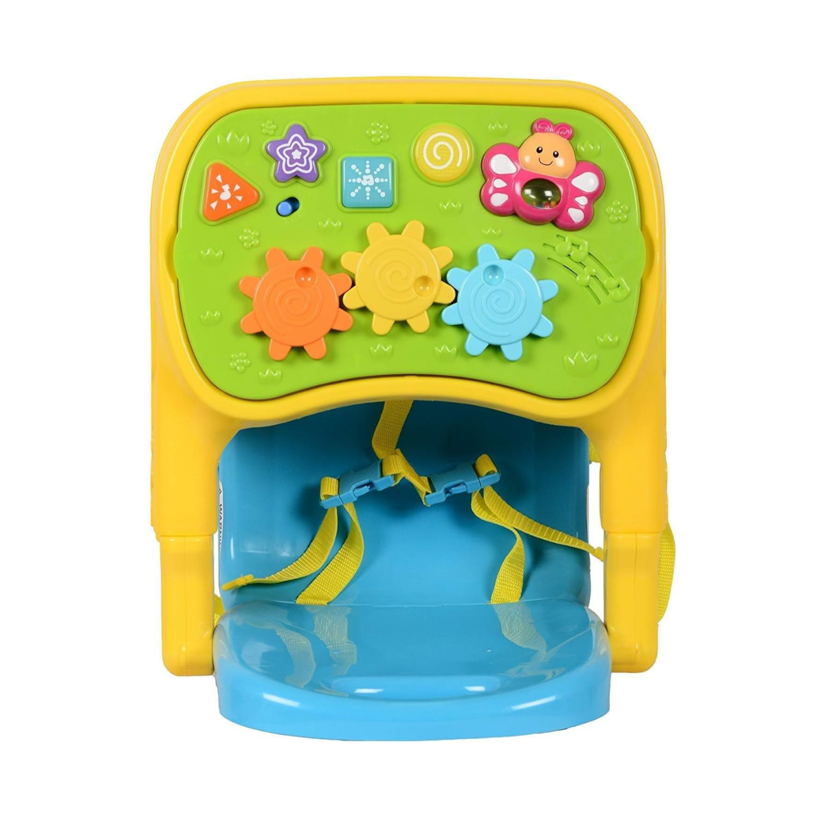 Winfun Musical Baby Booster Seat with Activity Tray, Light-Up Buttons, Gears & Melodies | Portable High Chair for Toddlers 6–36 Months