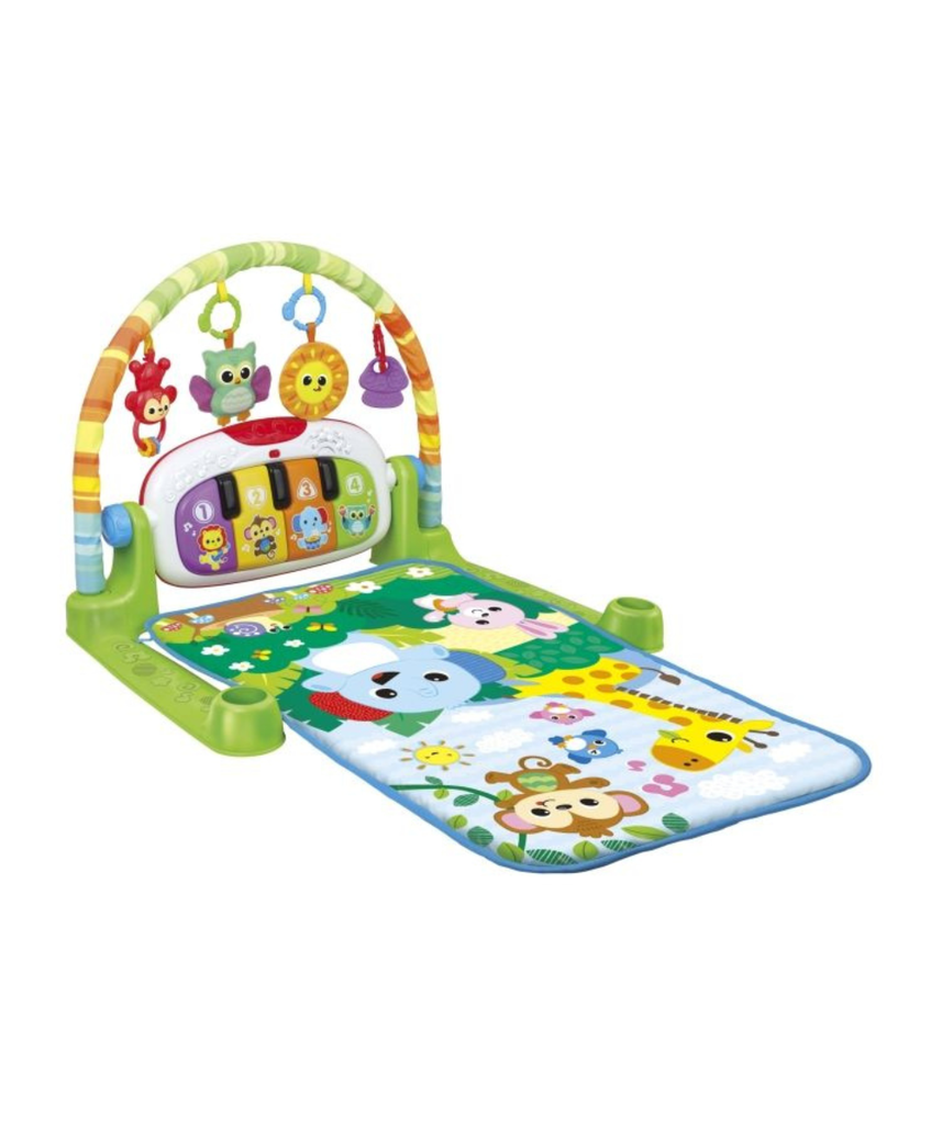 Winfun Jungle Pals Kick ’N Play Musical Gym Interactive Playset Baby Activity Gym with Light-Up Piano & Hanging Toys Newborn+
