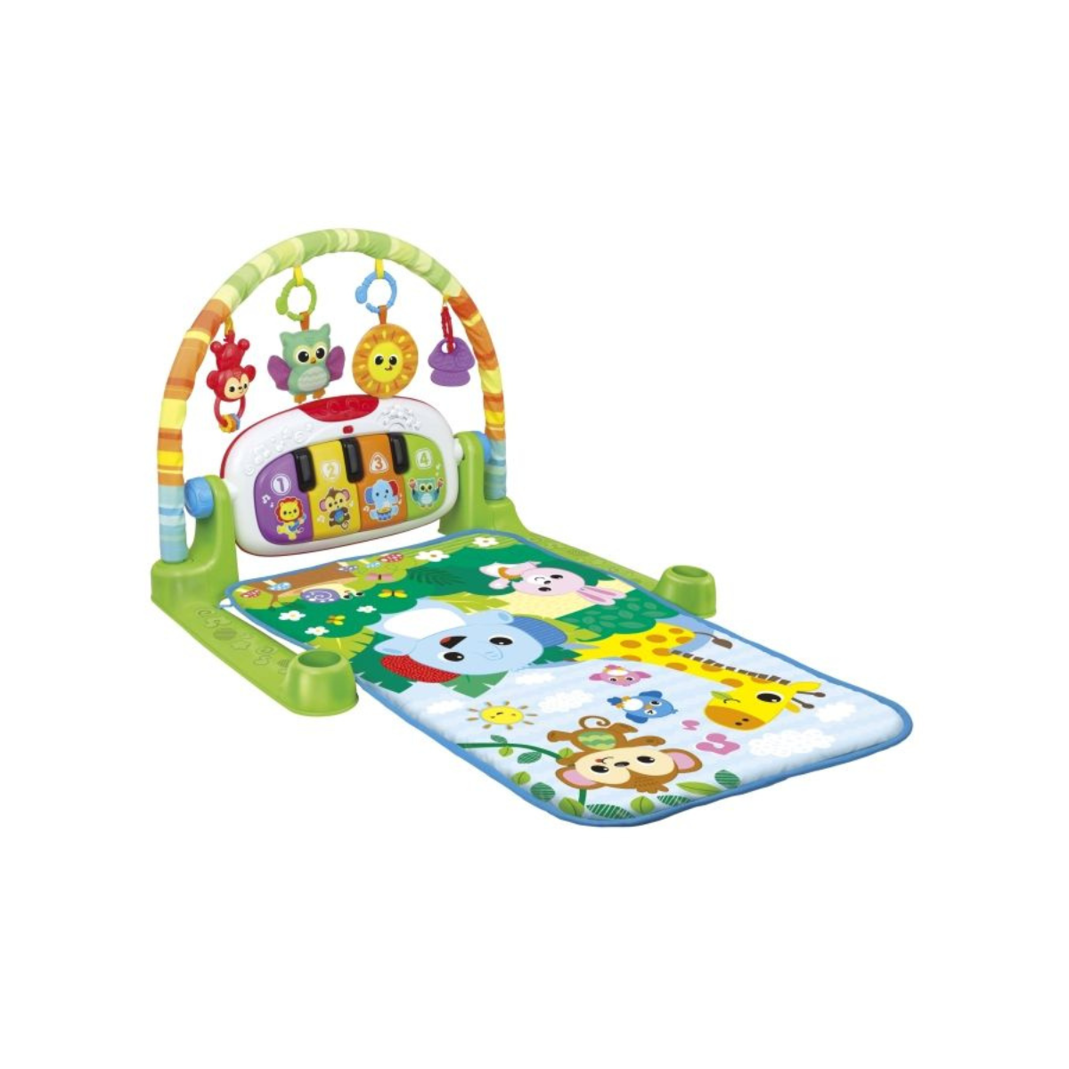 Winfun Jungle Pals Kick ’N Play Musical Gym Interactive Playset Baby Activity Gym with Light-Up Piano & Hanging Toys Newborn+