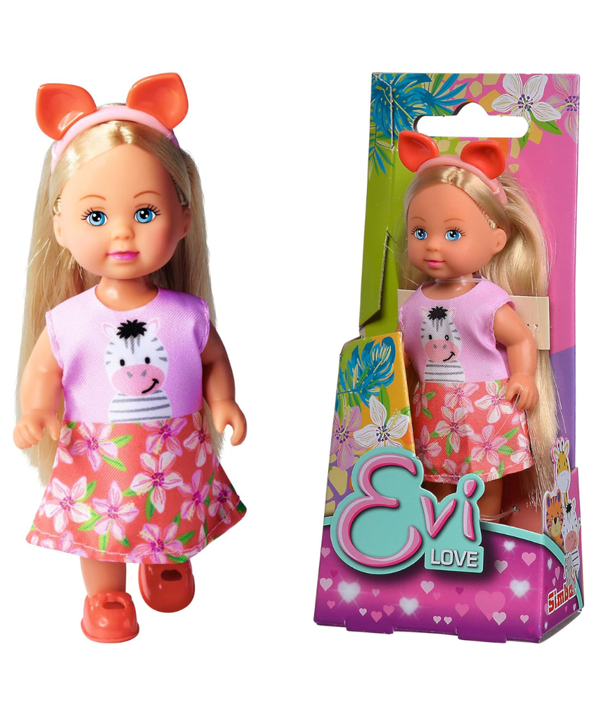 Simba Evi Love Cutie Mini Doll, Cute Animal Outfit with Headband, 12 cm Doll, 3 Assorted Colors, Random Selection, Collectible Toy, Kids Gift, Ages 3+