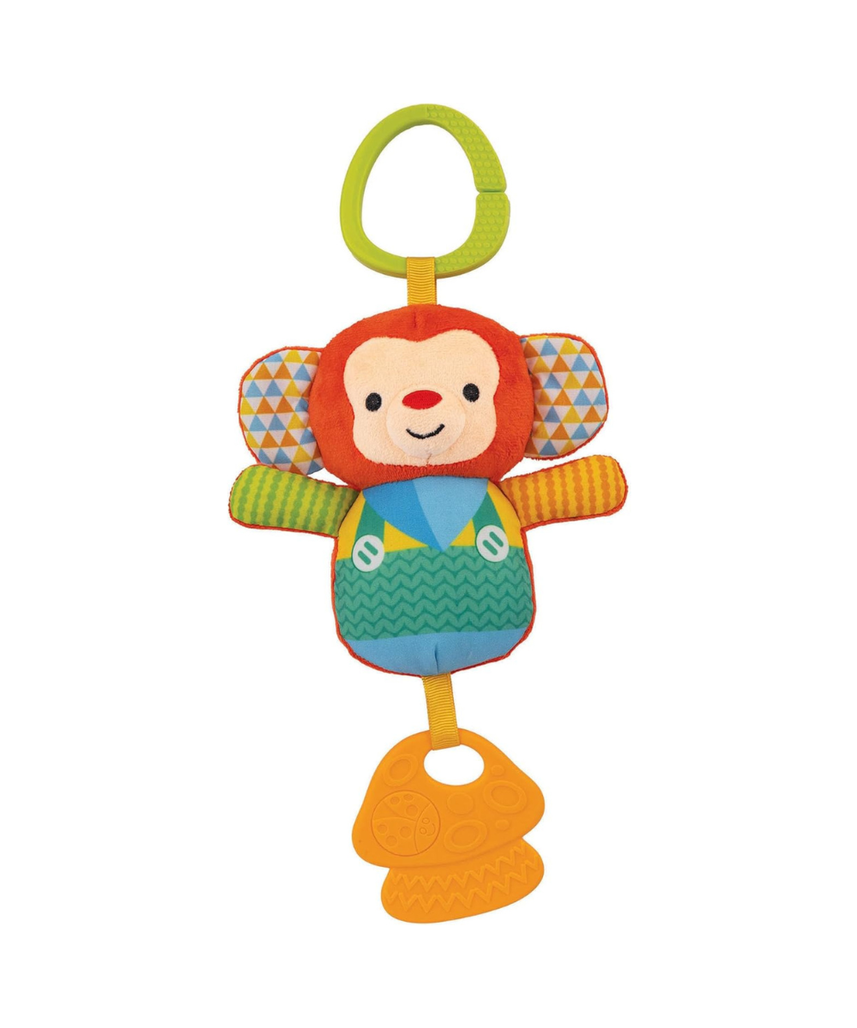 Winfun Chime and Teething Lil’ Monkey Baby Toy, Soft Hanging Rattle and Teether for Crib Stroller Car Seat, Soothes Teething & Encourages Sensory Exploration, 0+ Months