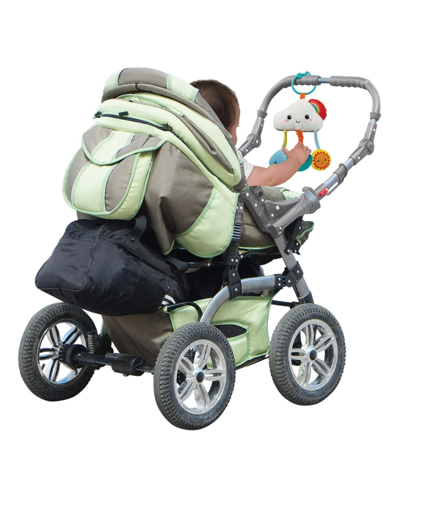 Winfun Day Night Cloud Pal Soft Baby Toy with Squeaker, Retractable Teether, Vibration and Chime Bell for Stroller, Car Seat or On-the-Go Play for Infants 0 Months+