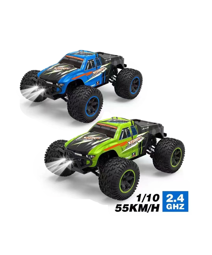 Crazon 2.4GHz RC High Speed Off Road Truck 1:10 Scale 4WD Remote Control Car RTR, 55kmh Fast Racing Monster Truck with LED Lights, Assorted Color, Ages 14+