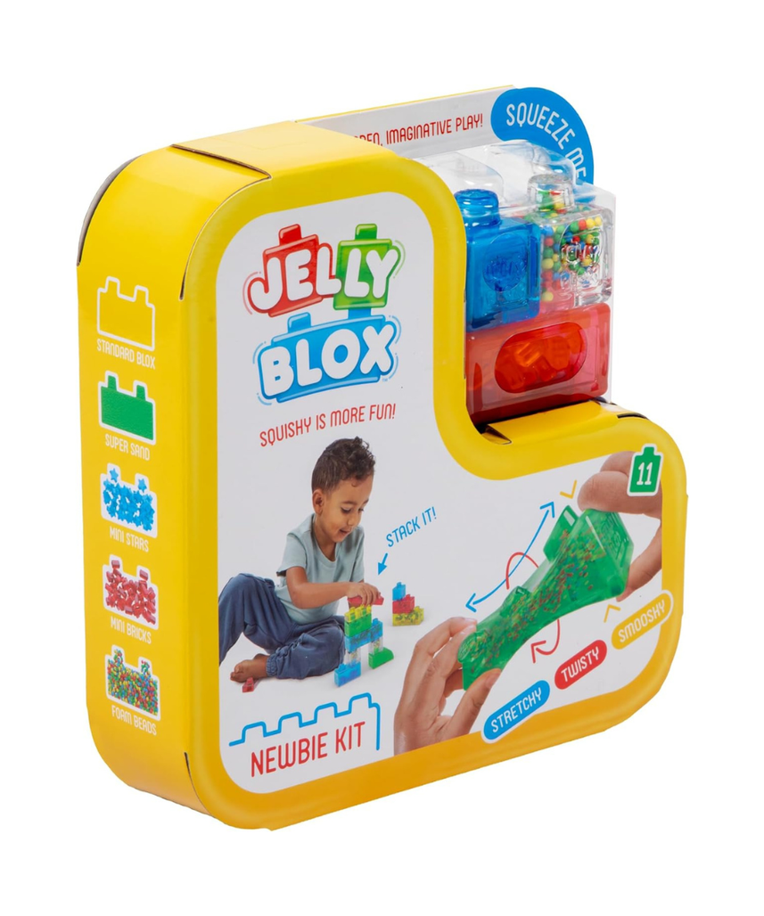 Goliath Jelly Blox Newbie Kit 12 Pieces, Soft Sensory Building Blocks for Toddlers, Squishy Stretchable Educational Toys, Mixed Colors, Developmental Fine Motor Playset, Ages 2+