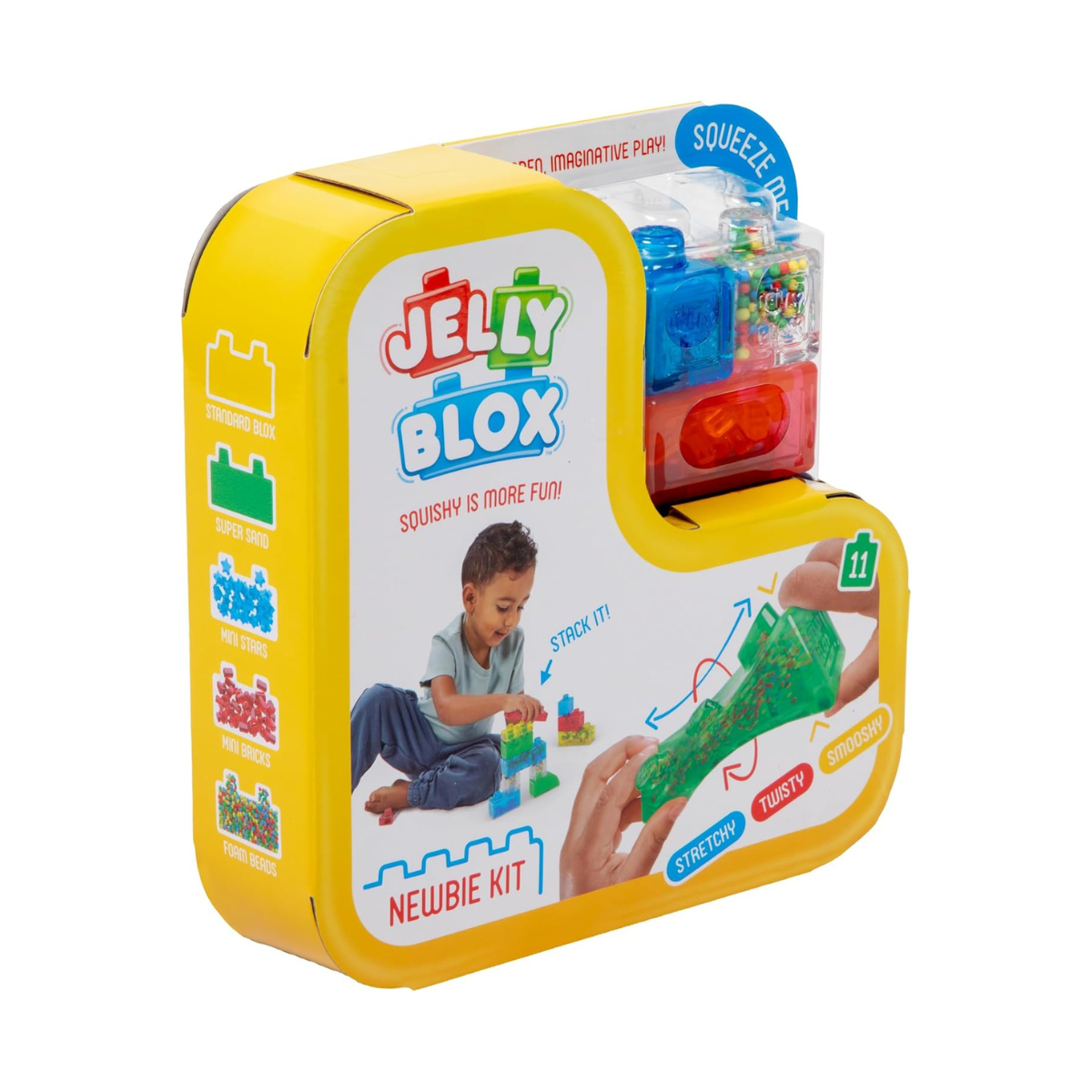 Goliath Jelly Blox Newbie Kit 12 Pieces, Soft Sensory Building Blocks for Toddlers, Squishy Stretchable Educational Toys, Mixed Colors, Developmental Fine Motor Playset, Ages 2+