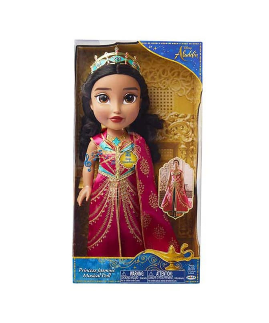 Disney Aladdin Musical Doll Jasmine, JAKKS Pacific, 14 Inch Princess Doll with Music Elegant Dress and Sparkling Crown, Requires 2 AAA Batteries, Girls Birthday Gift, Model 86131