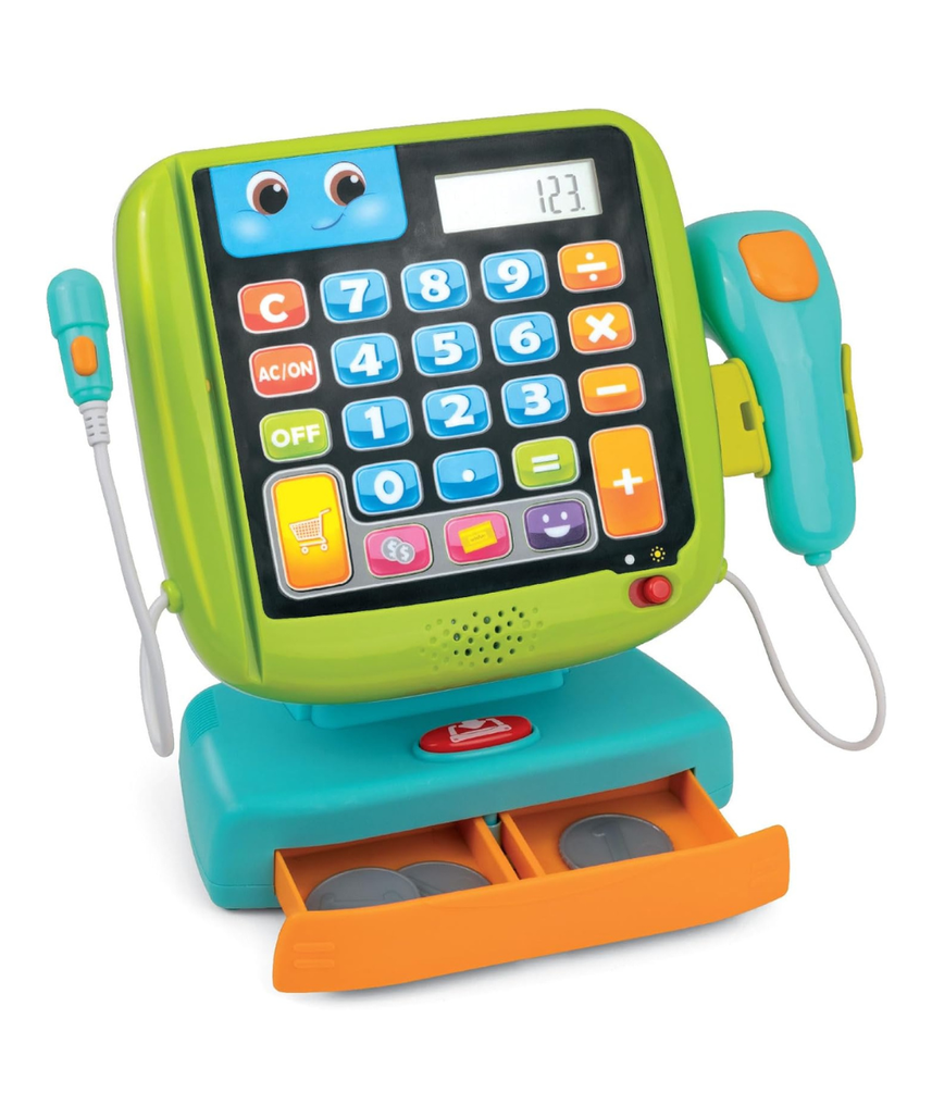 Winfun Smart Calculator Cash Register Set Pretend Play Toy for Early Math Learning 3+ Months