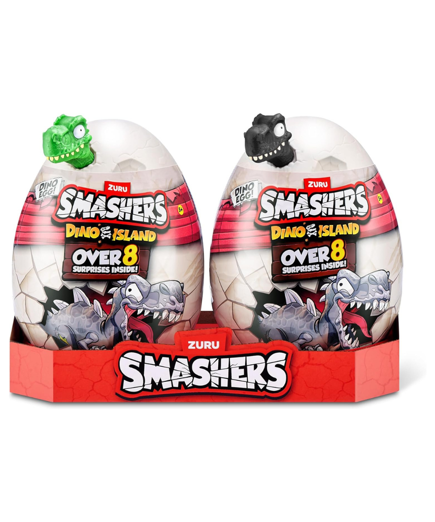 Smashers Mini Dino Combo Pack with 8+ Surprises Dino Island Egg and Jurassic Light Up Egg with Dinosaur Figures Slime Sand Mini Eggs Sensory Collectible Toys for Kids 3+