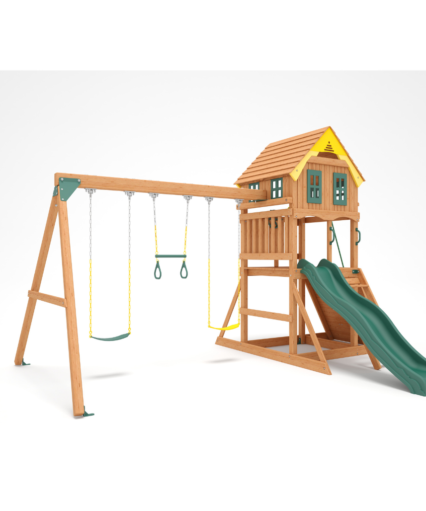 Sunny Sling Swing Set – Kiddoro Wooden Outdoor Playset (Ages 2–12 Years)