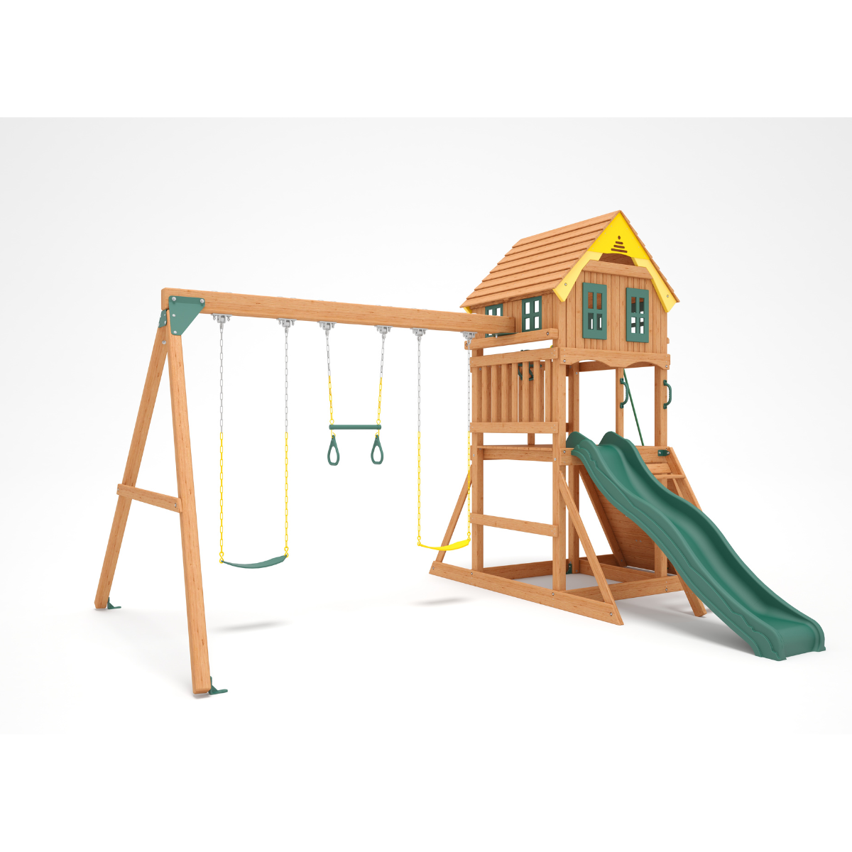 Sunny Sling Swing Set – Kiddoro Wooden Outdoor Playset (Ages 2–12 Years)