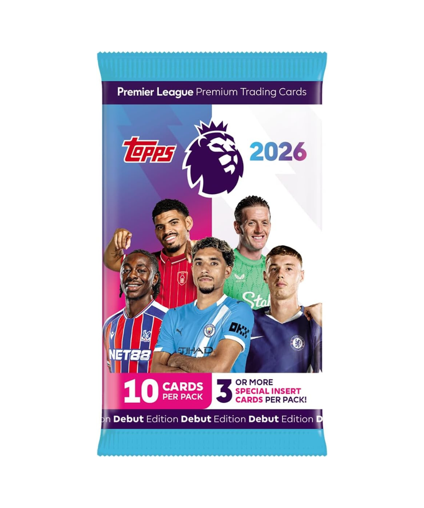 Topps Premier League 2025 2026 Trading Cards Pack, Premium Soccer Collectible Cards, 10 Card Packet With Special Inserts, Chrome Parallels Autograph and Rookie Hits