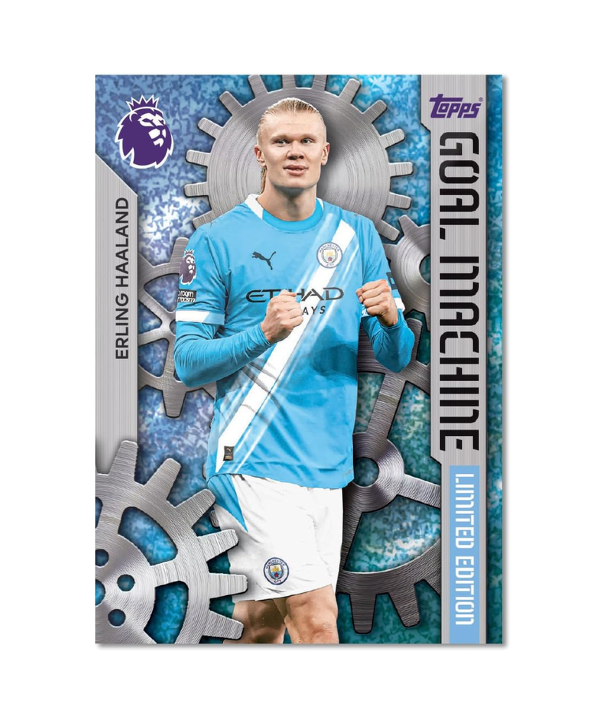 Topps Premier League 2025 2026 Football Trading Cards Mega Tin Goal Machines Edition, Includes 40 Cards and 3 Exclusive Limited Edition Cards, Official Premier League Collectible for Kids and Adult Fans