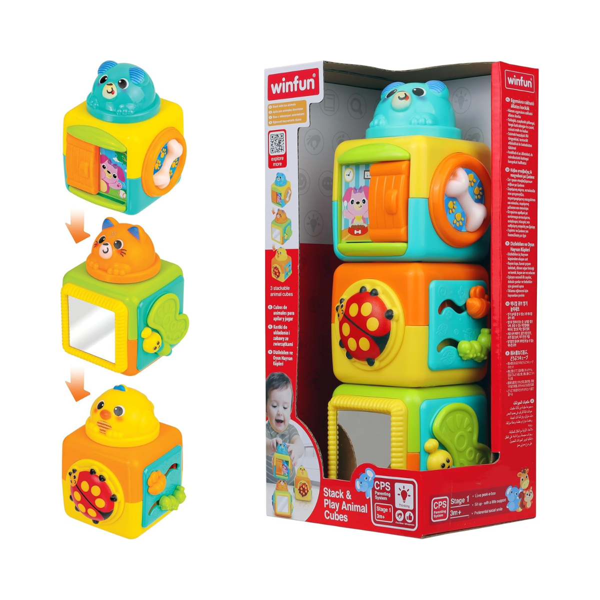 Winfun Stack and Play Animal Cubes Toddler Educational Toy 3+ Years
