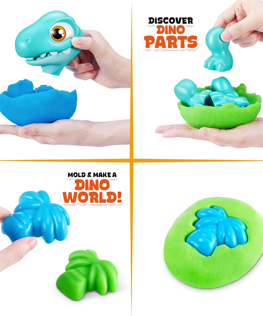 Smashers Junior Dino Dig Large Egg Brontosaur by ZURU, 18+ Surprises, Dinosaur Preschool Toy, Build + Construct Sensory Play for Kids 18 Months to 3 Years, Includes 1kg Clay + 6 Moulds + Stickers, Moveable Dino Figure