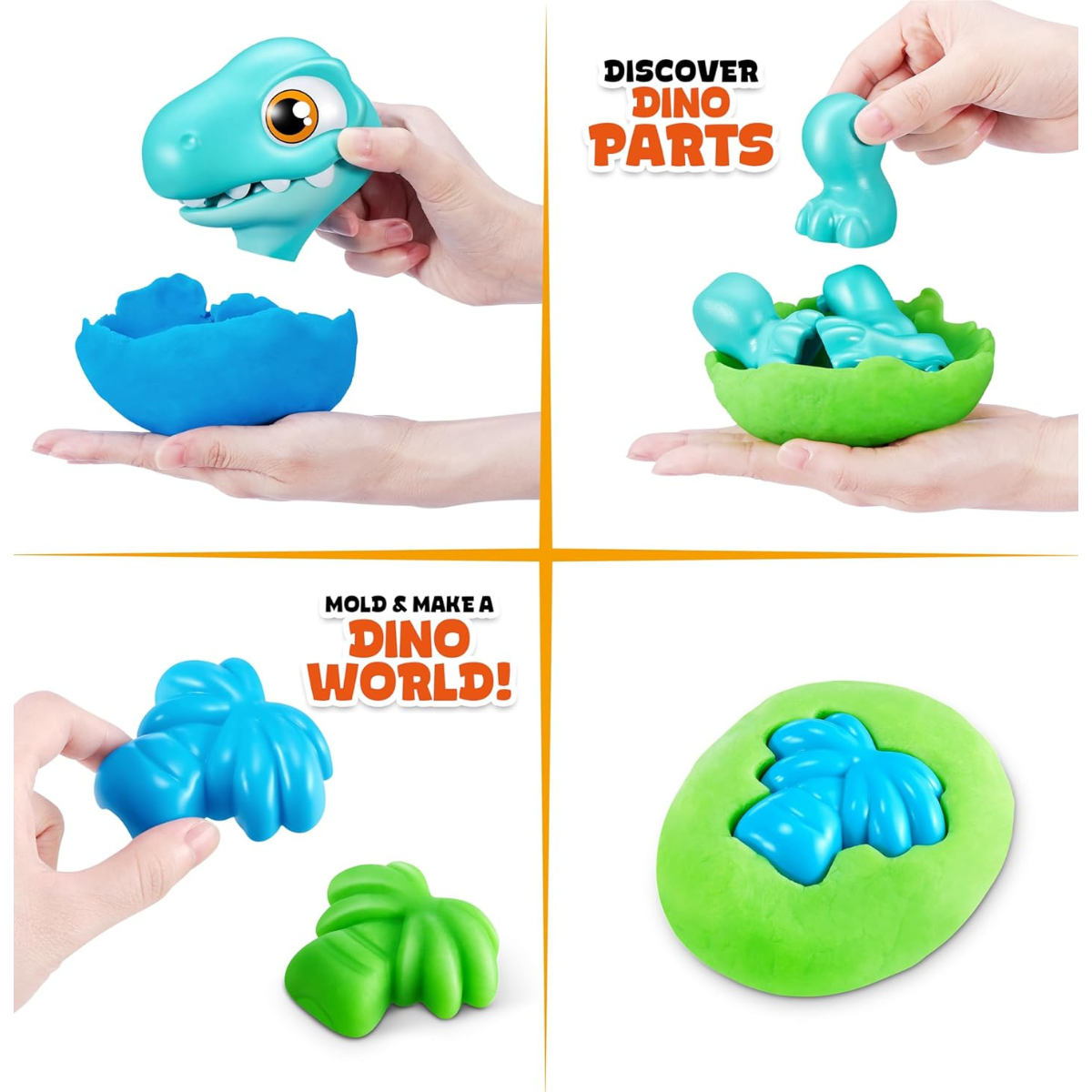 Smashers Junior Dino Dig Large Egg Brontosaur by ZURU, 18+ Surprises, Dinosaur Preschool Toy, Build + Construct Sensory Play for Kids 18 Months to 3 Years, Includes 1kg Clay + 6 Moulds + Stickers, Moveable Dino Figure