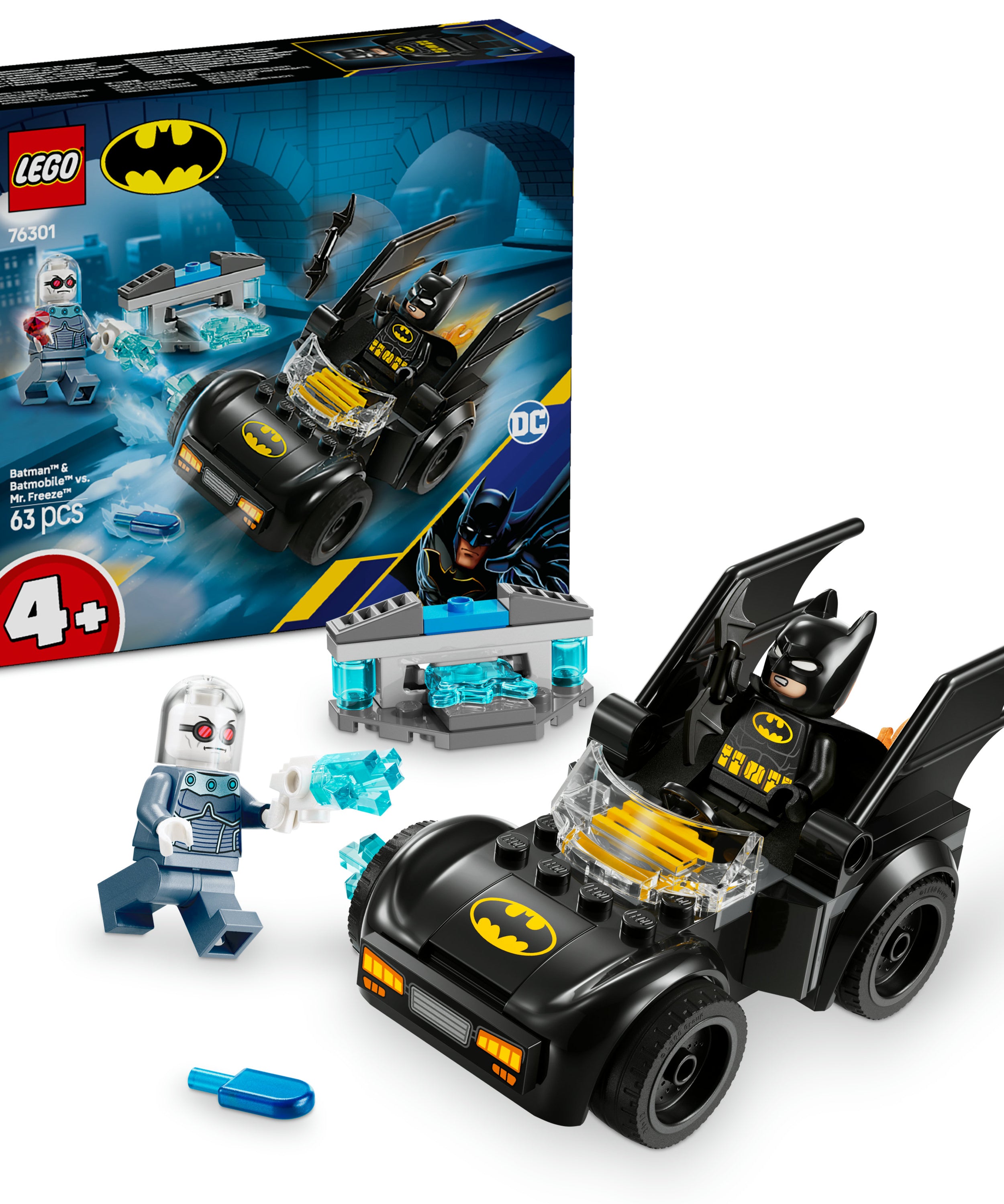 LEGO Batman 76301 Batman & Batmobile vs Mr Freeze Vehicle Playset for Kids 4+ Unisex, Preschool Superhero Toy