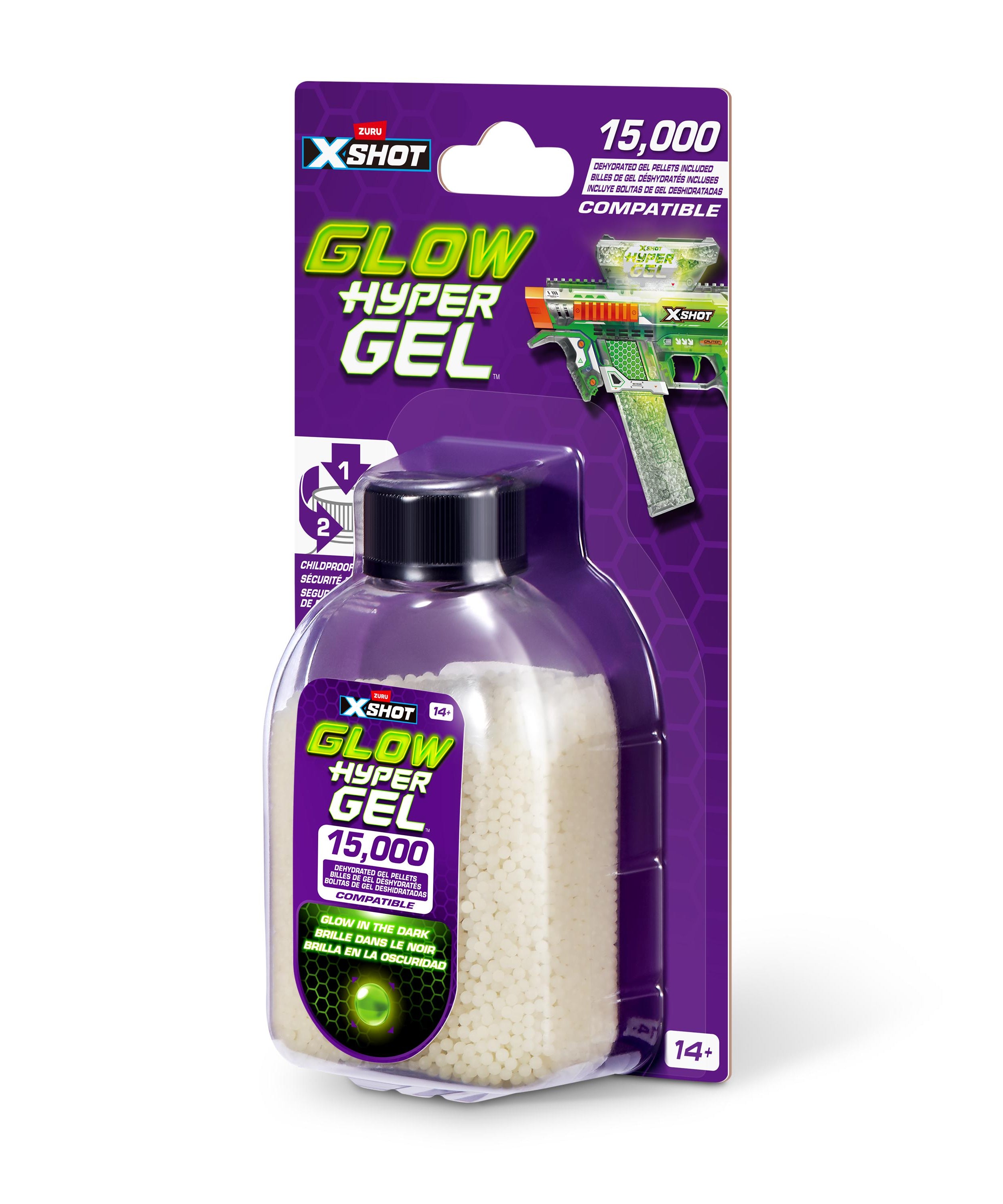 X Shot Hyper Gel Glow In The Dark Gellet Refill 15000 pcs, Toy Ammo for Boys, Age 14+