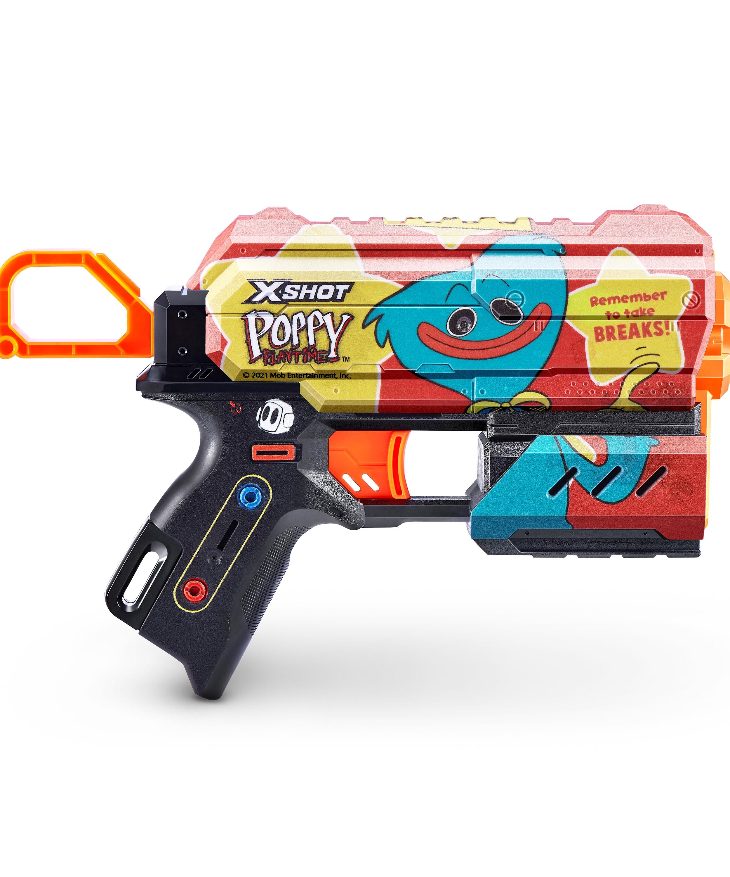 XSHOT Skins Flux, Poppy Playtime Jumpscare Edition (8 Darts), Foam Dart Blaster with Air Pocket Dart Technology, Shoots up to 27m, Collectible Toy Gun for Kids Ages 8+, Boys, Girls, Teens