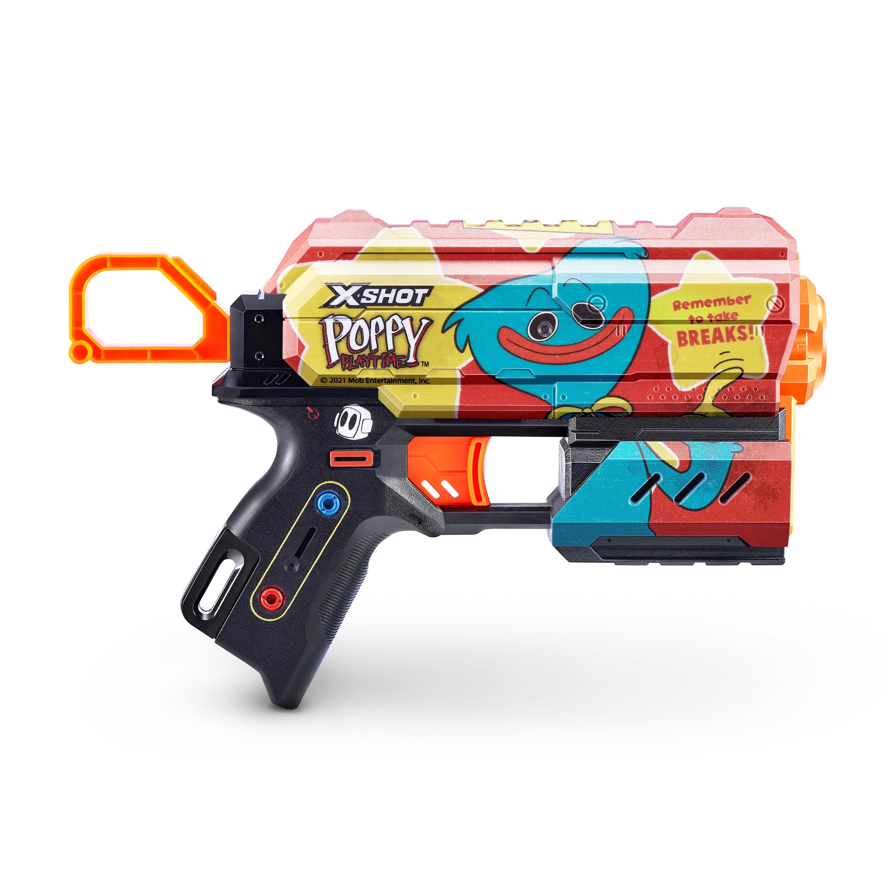XSHOT Skins Flux, Poppy Playtime Jumpscare Edition (8 Darts), Foam Dart Blaster with Air Pocket Dart Technology, Shoots up to 27m, Collectible Toy Gun for Kids Ages 8+, Boys, Girls, Teens