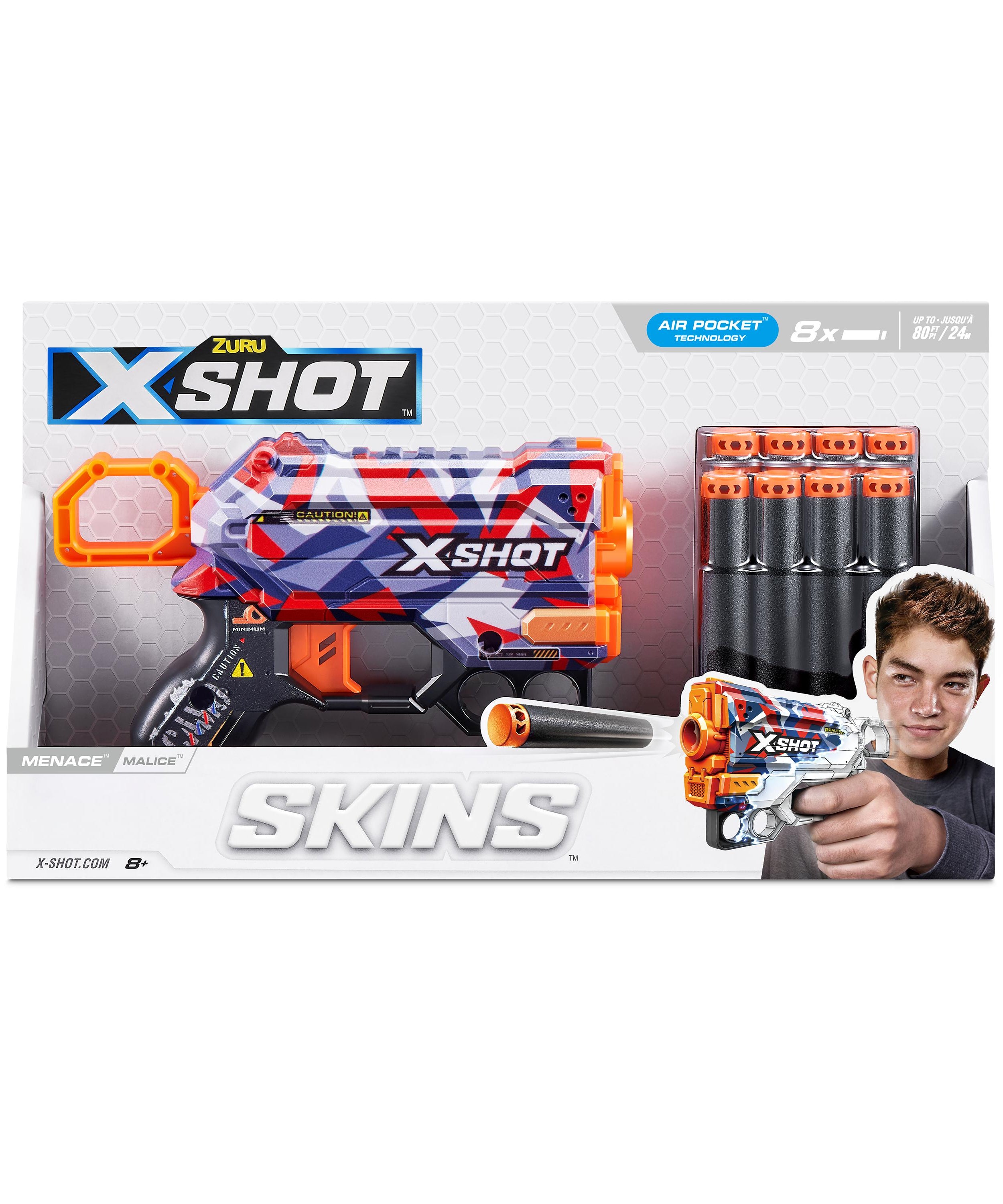 X Shot Skins Menace Blaster, Compact Foam Dart Gun for Boys, Age 8+