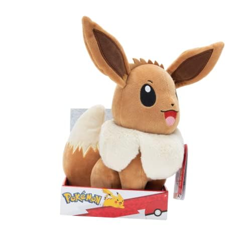 Pokémon Eevee Plush Toy, Super Soft Cuddly Stuffed Animal, 12 Inch Plush Figure, Officially Licensed Pokémon Merchandise, Kids Gift Toy, Ages 2+