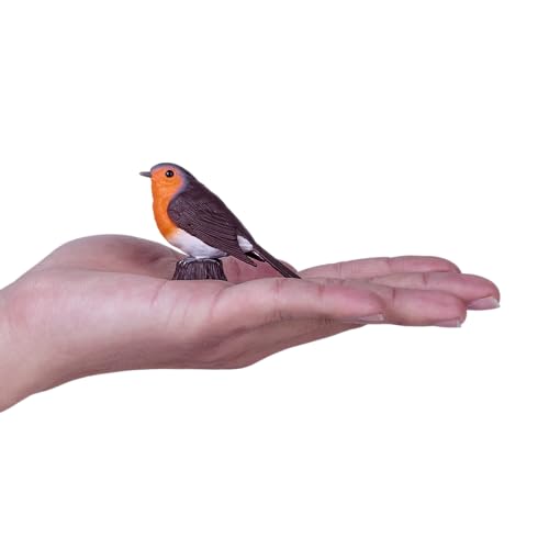 MOJO Bird Enthusiast Collection Series 1 European Robin Figurine for Kids and Collectors Hand-Painted Realistic Wildlife Model Educational Toy with QR Code for Fun Facts Ages 3 and Up