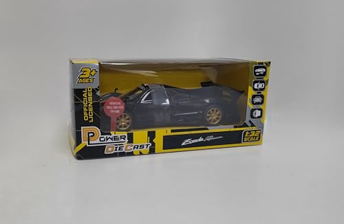 D-Power Pagani Zonda Revolucion Die-Cast Model Car with Lights and Sounds, Pull Back Action, Opening Parts, 1:32 Scale Toy Car for Kids 3+