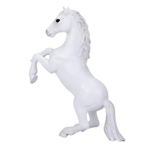 MOJO Mustang Rearing White Figurine, Hand-Painted Farm & Horses Model, Realistic Collectible Toy, Educational Diorama Figure, Ages 3+
