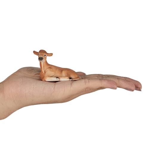 MOJO Jersey Calf Laying Realistic Farm Animal Hand Painted Toy Figurine