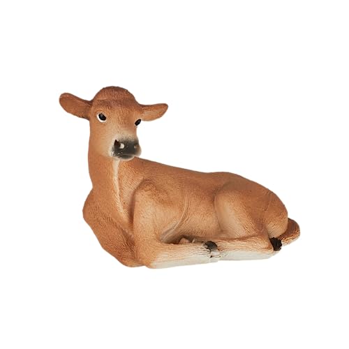 MOJO Jersey Calf Laying Realistic Farm Animal Hand Painted Toy Figurine