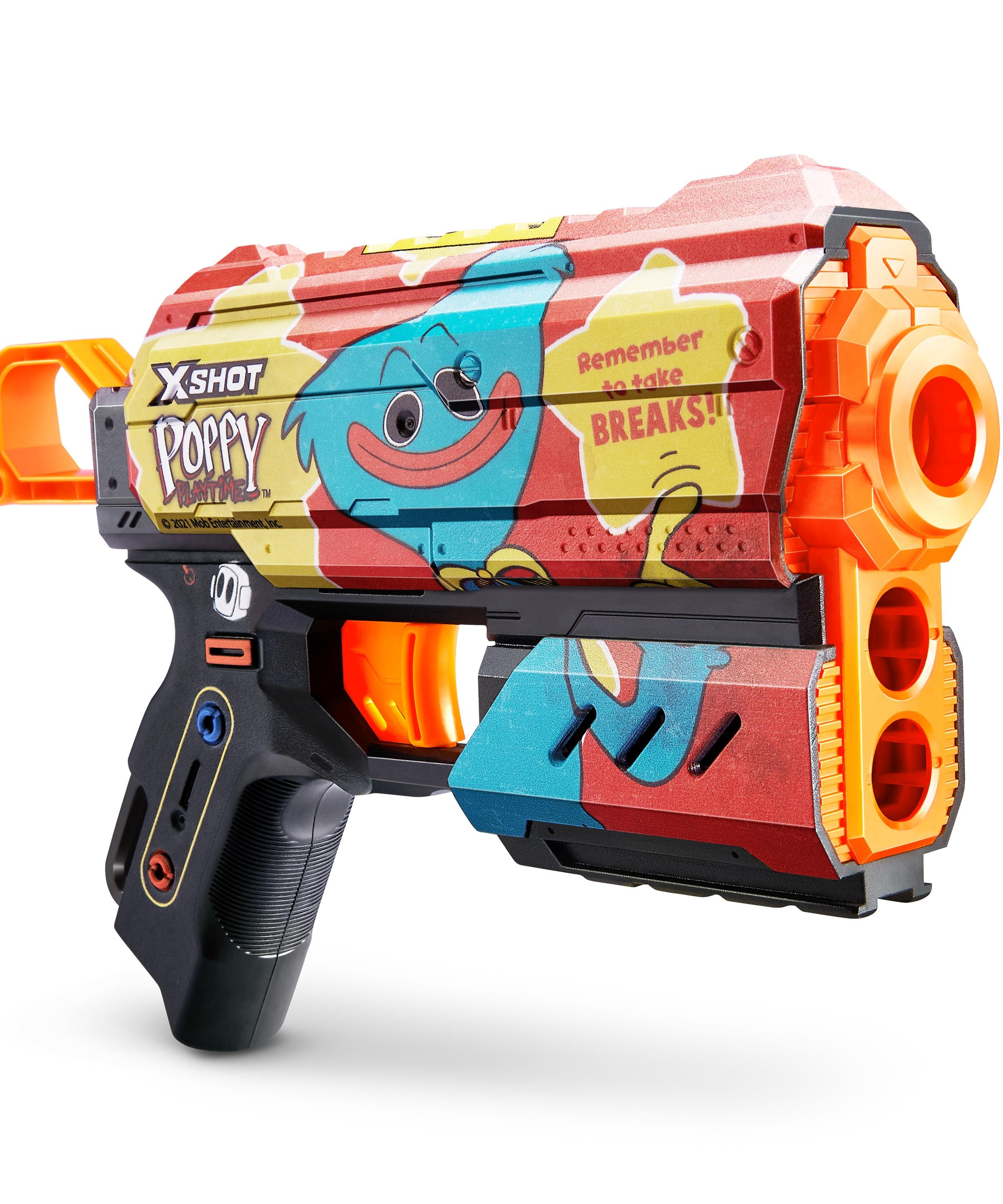 XSHOT Skins Flux, Poppy Playtime Jumpscare Edition (8 Darts), Foam Dart Blaster with Air Pocket Dart Technology, Shoots up to 27m, Collectible Toy Gun for Kids Ages 8+, Boys, Girls, Teens