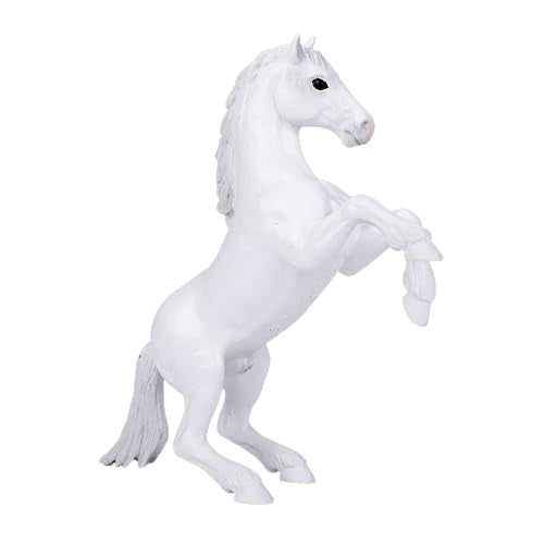 MOJO Mustang Rearing White Figurine, Hand-Painted Farm & Horses Model, Realistic Collectible Toy, Educational Diorama Figure, Ages 3+
