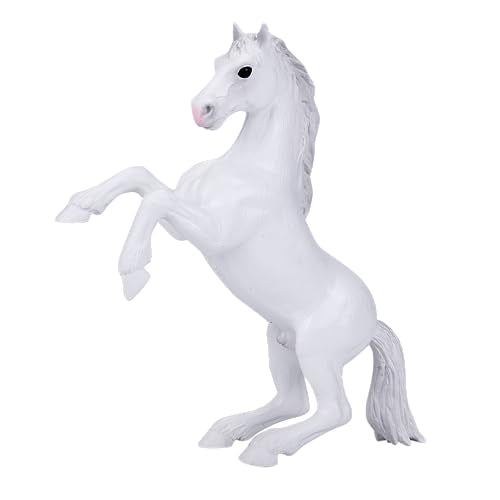 MOJO Mustang Rearing White Figurine, Hand-Painted Farm & Horses Model, Realistic Collectible Toy, Educational Diorama Figure, Ages 3+