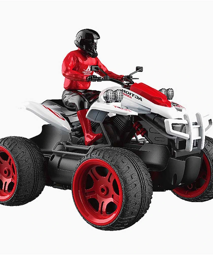 Crazon 1:16 Smoking Quad Bike RC, 4WD Stunt Motorcycle with Lights Smoke 20kmh Speed 25m Range for Kids Boys