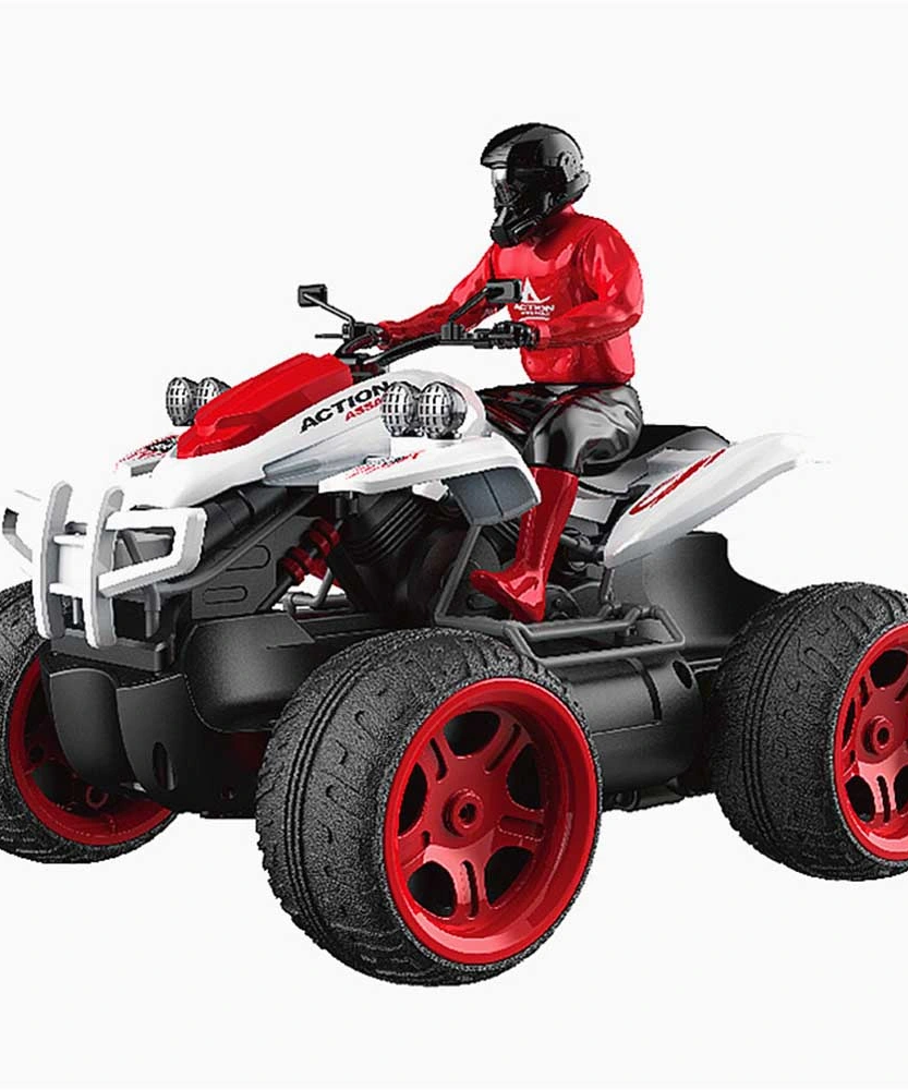 Crazon 1:16 Smoking Quad Bike RC, 4WD Stunt Motorcycle with Lights Smoke 20kmh Speed 25m Range for Kids Boys