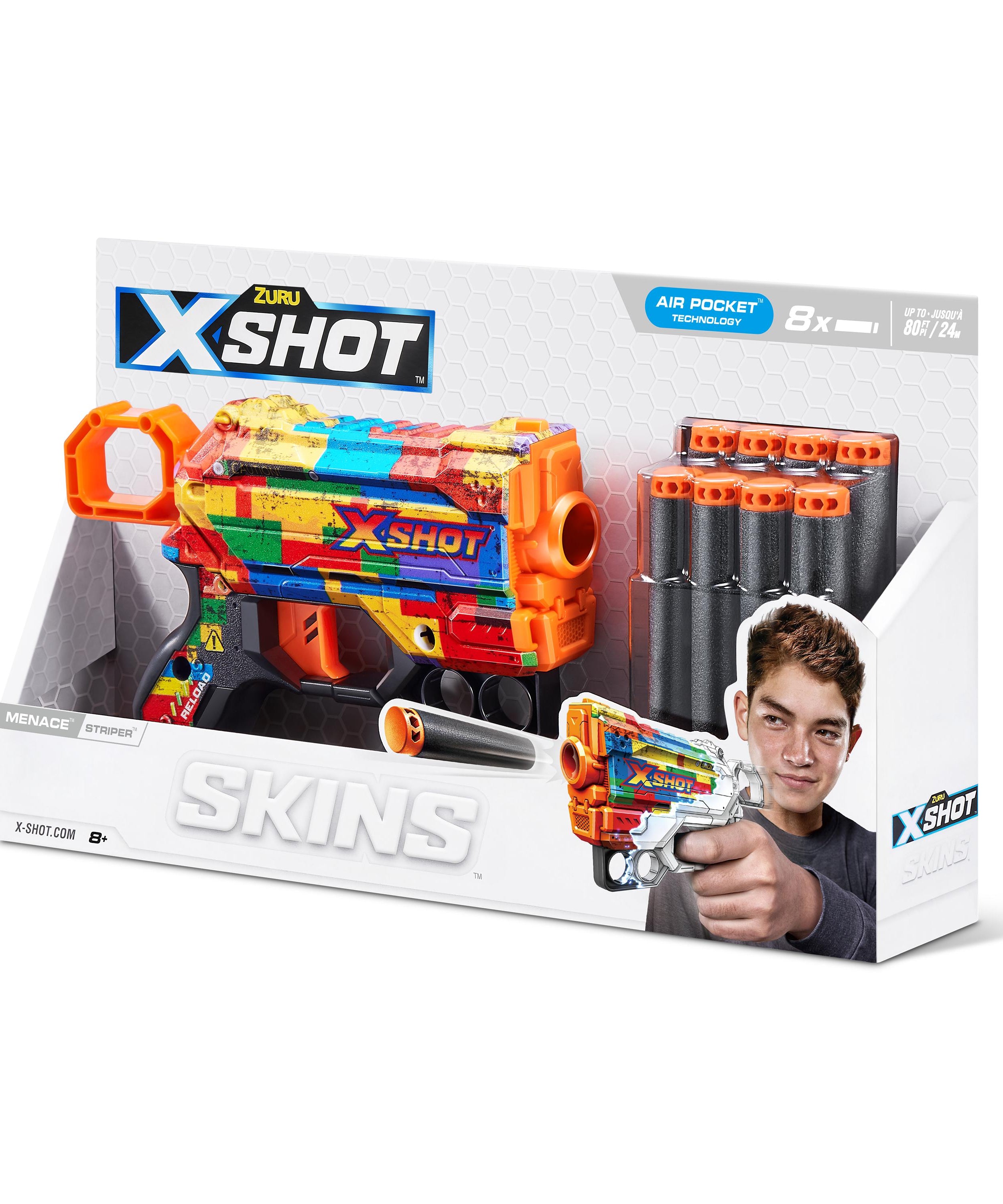 X Shot Skins Menace Blaster, Compact Foam Dart Gun for Boys, Age 8+