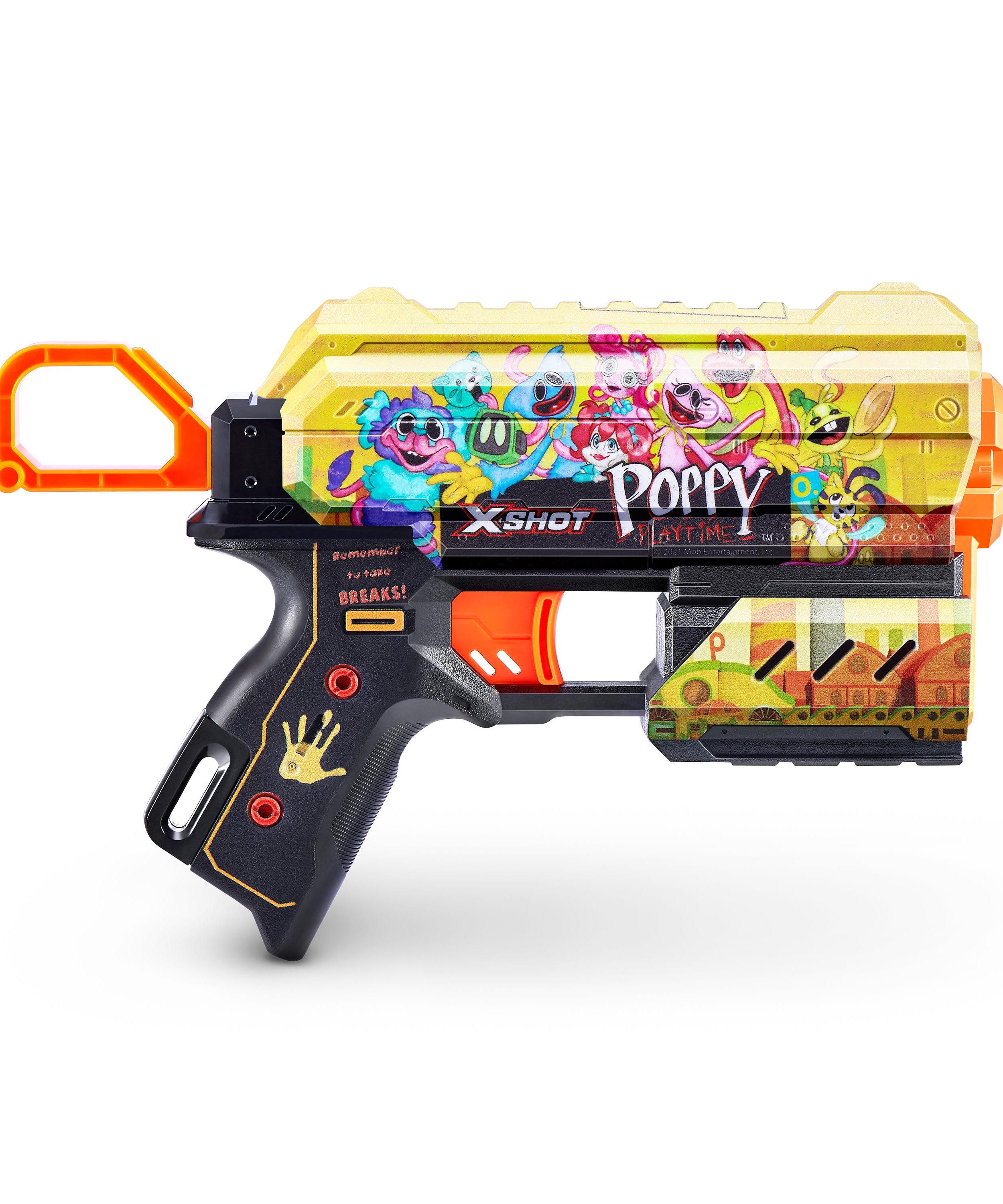 XSHOT Skins Flux, Poppy Playtime Jumpscare Edition (8 Darts), Foam Dart Blaster with Air Pocket Dart Technology, Shoots up to 27m, Collectible Toy Gun for Kids Ages 8+, Boys, Girls, Teens