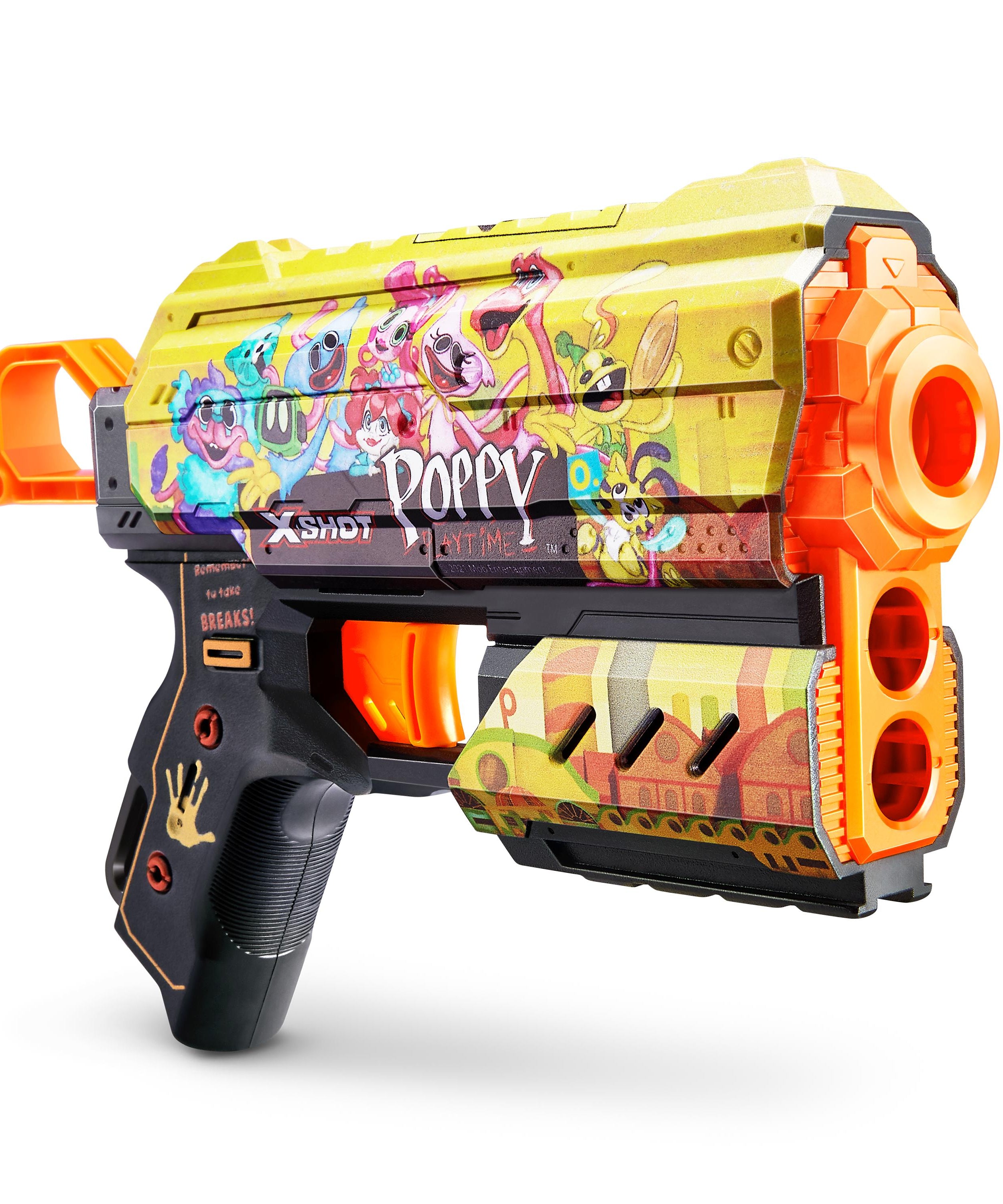 XSHOT Skins Flux, Poppy Playtime Jumpscare Edition (8 Darts), Foam Dart Blaster with Air Pocket Dart Technology, Shoots up to 27m, Collectible Toy Gun for Kids Ages 8+, Boys, Girls, Teens