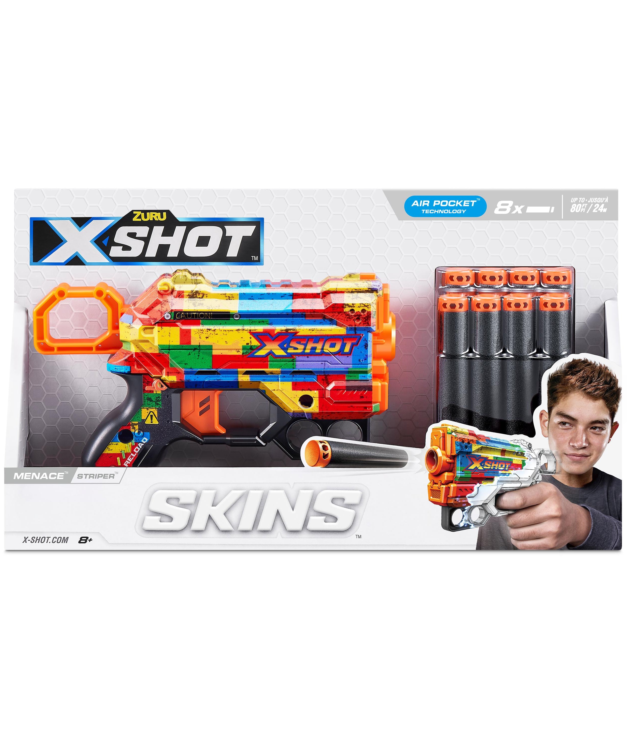 X Shot Skins Menace Blaster, Compact Foam Dart Gun for Boys, Age 8+