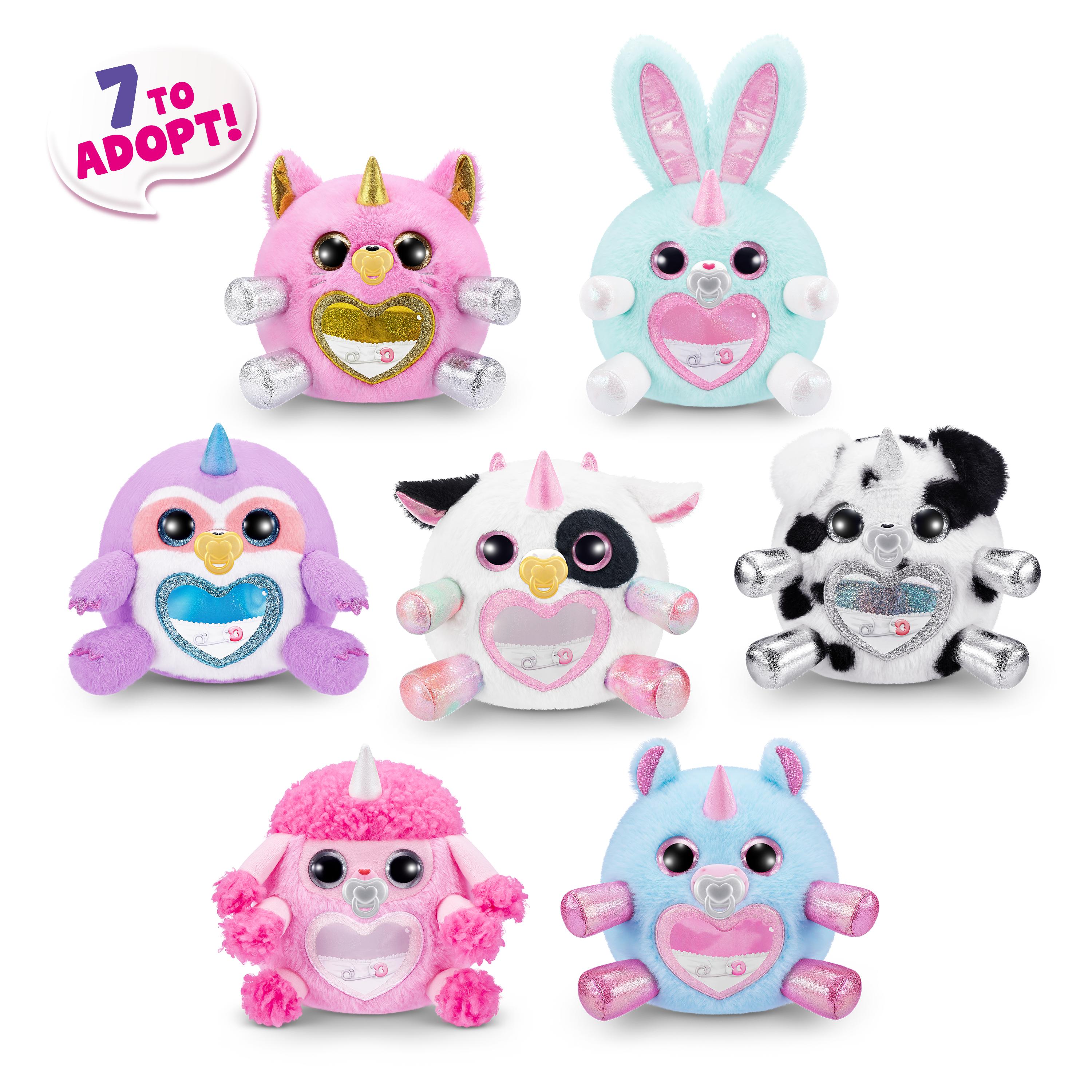 Rainbocorns Adopt-A-Corns Baby Plush Assorted Newborn Surprise Toy with 15+ Surprises, Diaper Egg, Pacifier & Adoption Certificate, Collect All 7 Cute Characters, Gift for Girls Ages 3+