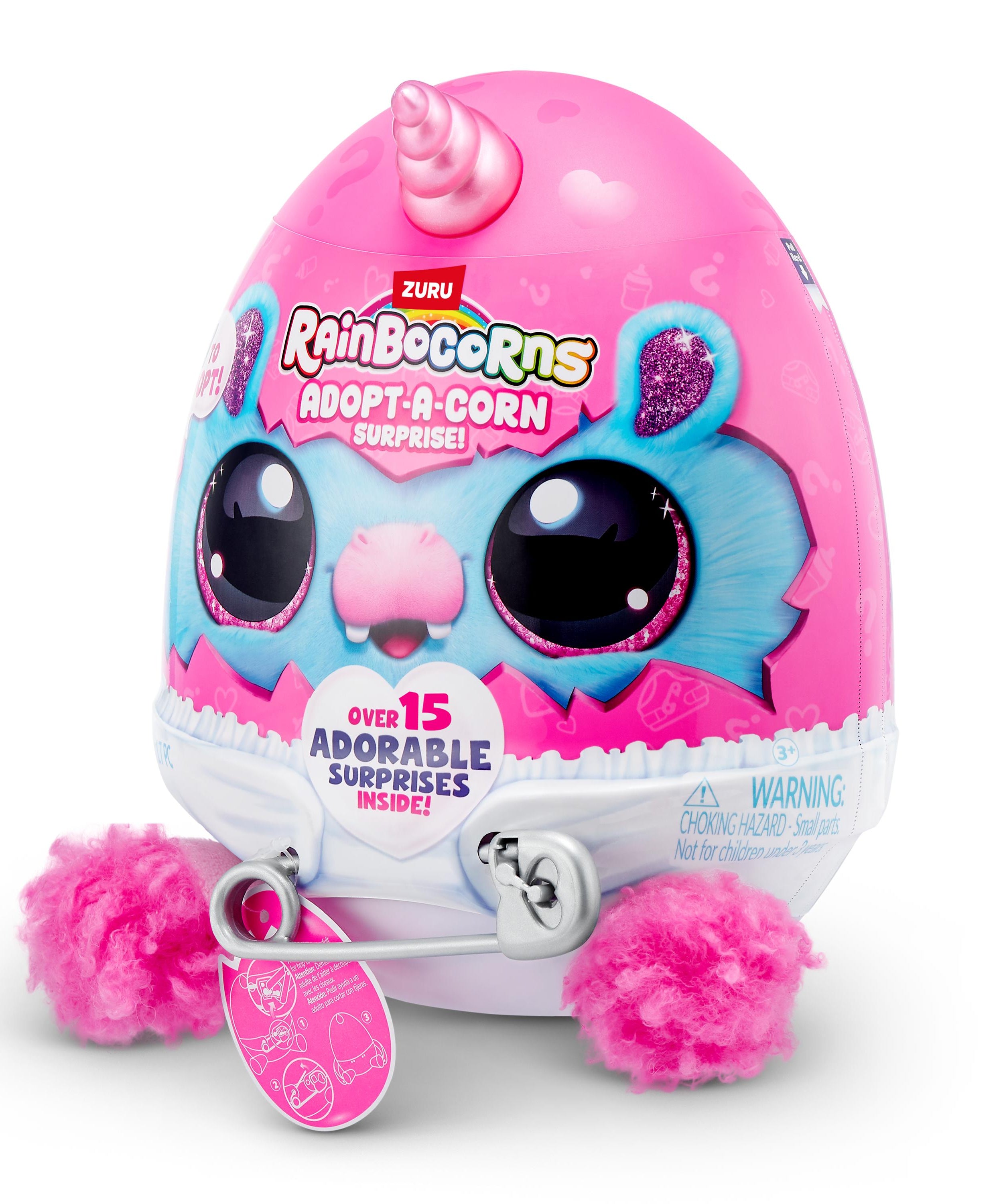 Rainbocorns Adopt-A-Corns Baby Plush Assorted Newborn Surprise Toy with 15+ Surprises, Diaper Egg, Pacifier & Adoption Certificate, Collect All 7 Cute Characters, Gift for Girls Ages 3+