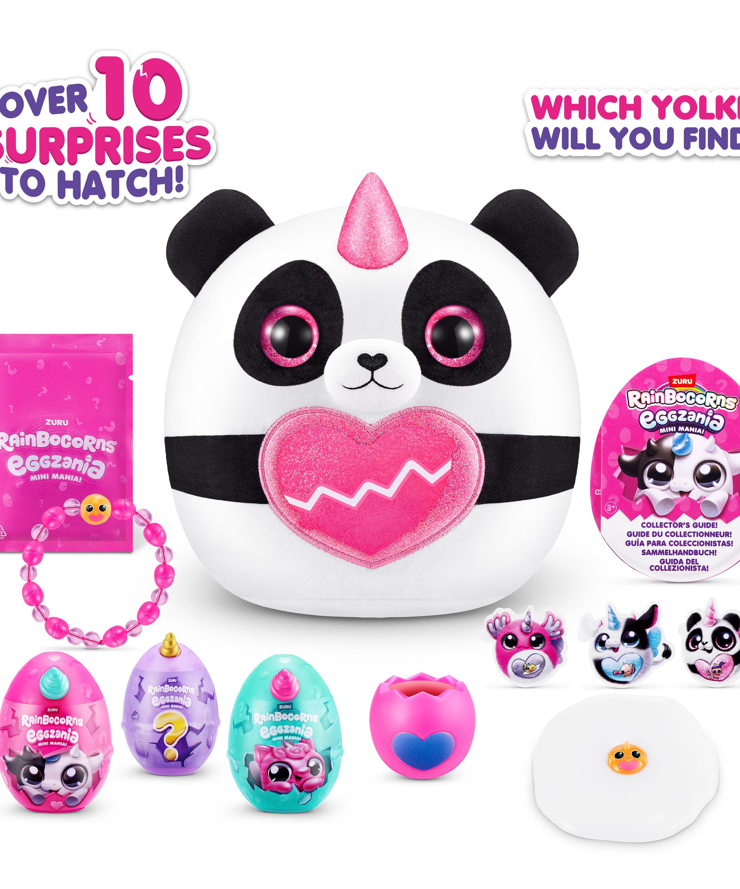 Rainbocorns Eggzania Mini Mania Series 1 Surprise Plush Toy for Girls Ages 3+, Collectible Stuffed Animal with 10+ Surprises, Slime, Stickers & Wearable Jewelry