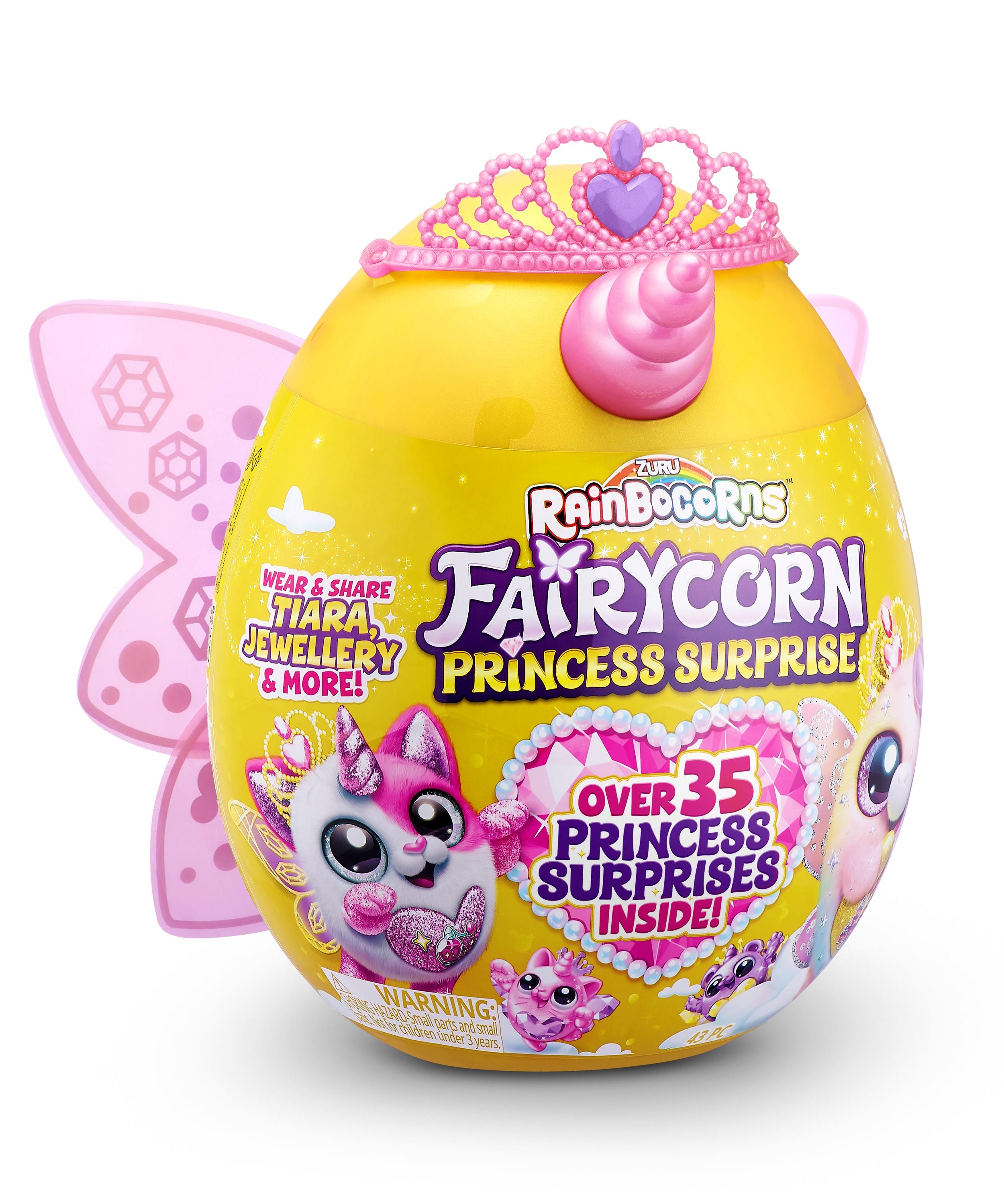 Rainbocorns Fairycorn Princess Surprise (Puppy) 11" Collectible Plush Toy with 35+ Surprises, Fairy Wings, Tiara, Wand, Boo-Boocorn, and Surprise Egg, Soft Toy for Girls Ages 3+