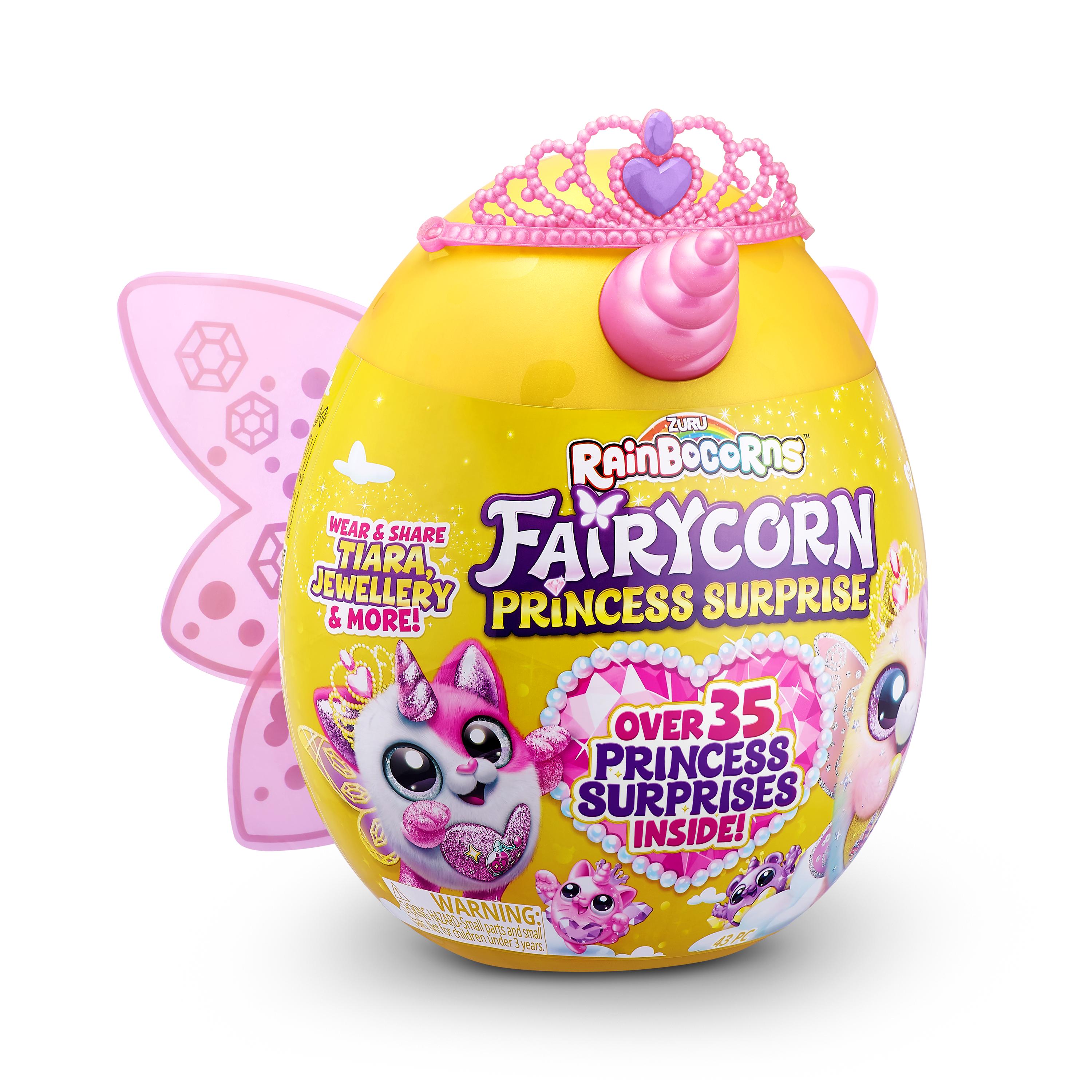 Rainbocorns Fairycorn Princess Surprise (Puppy) 11" Collectible Plush Toy with 35+ Surprises, Fairy Wings, Tiara, Wand, Boo-Boocorn, and Surprise Egg, Soft Toy for Girls Ages 3+